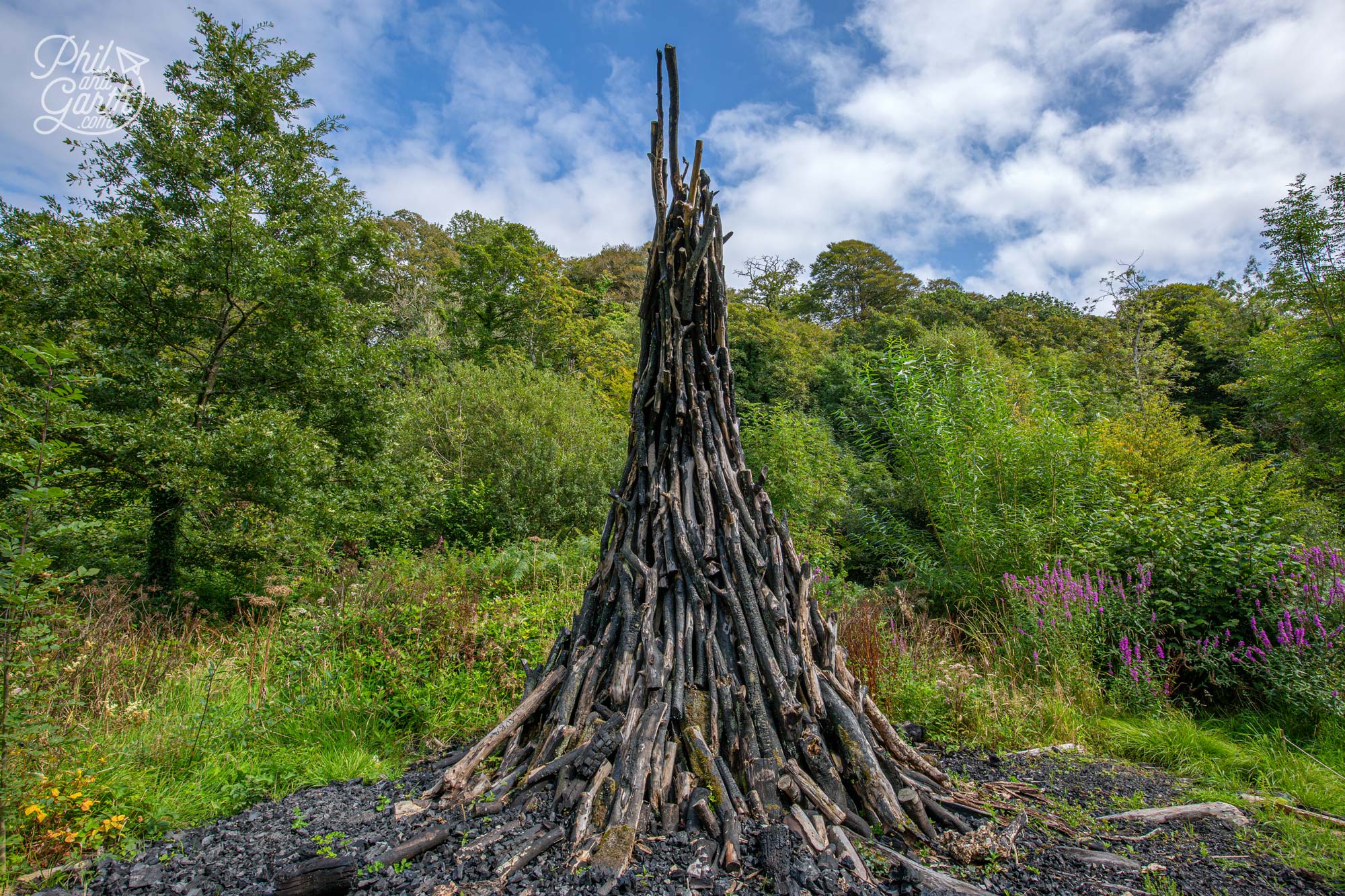 Heligan's charcoal sculpture 'Growth & Decay' by Cornish sculptor James Eddy