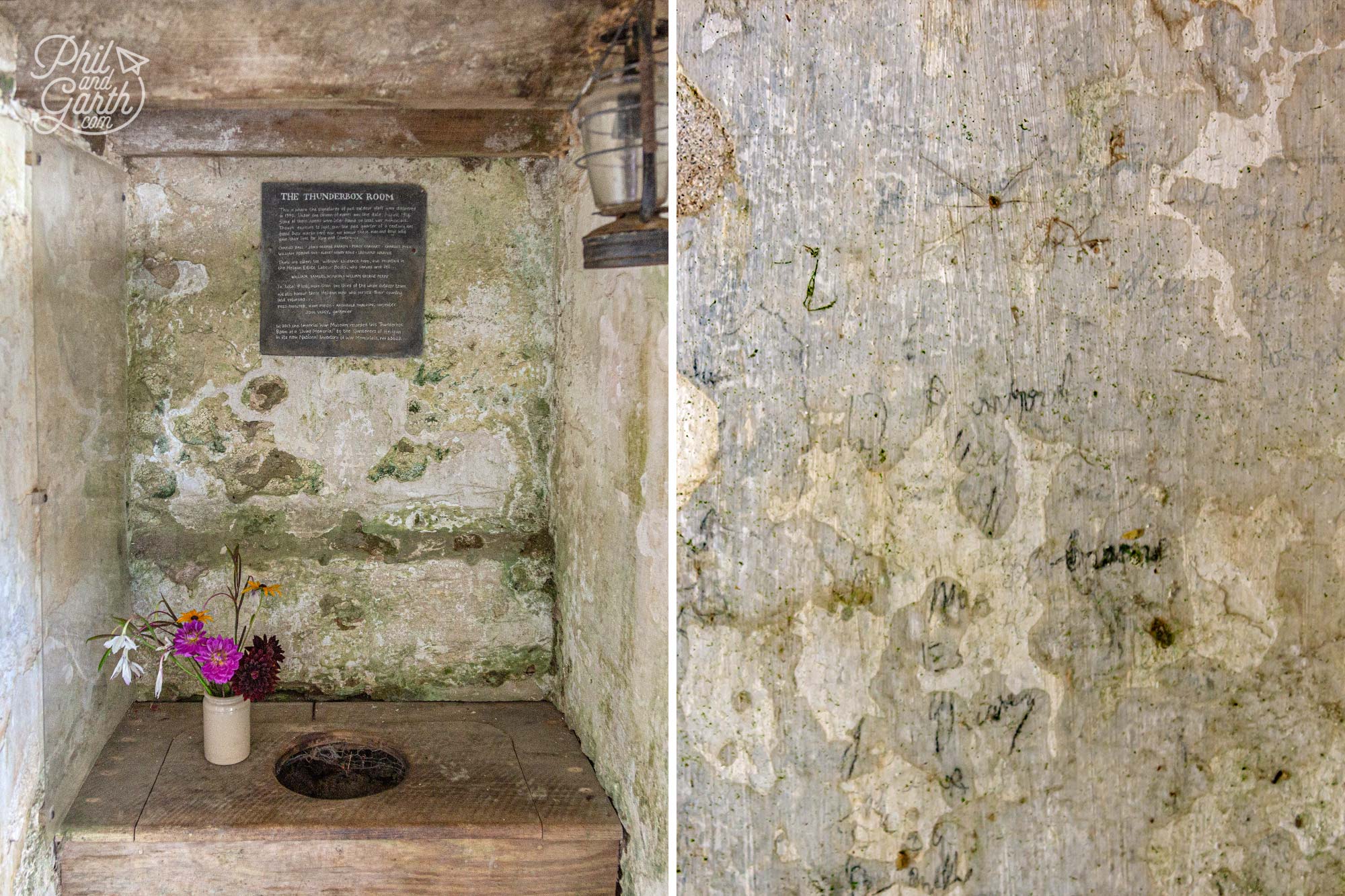 Heligan's gardeners left their names on the wall in the ‘thunderbox room’ before they departed to serve in WW1