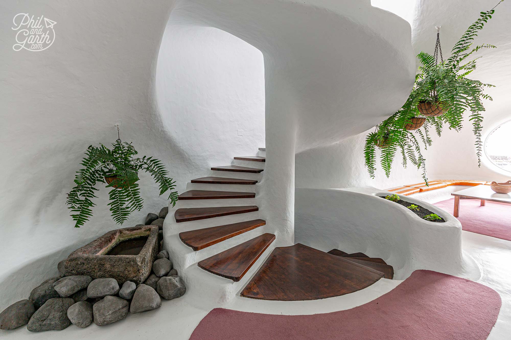 Love this spiral staircase with wooden steps inside Mirador del Rio Lanzarote
