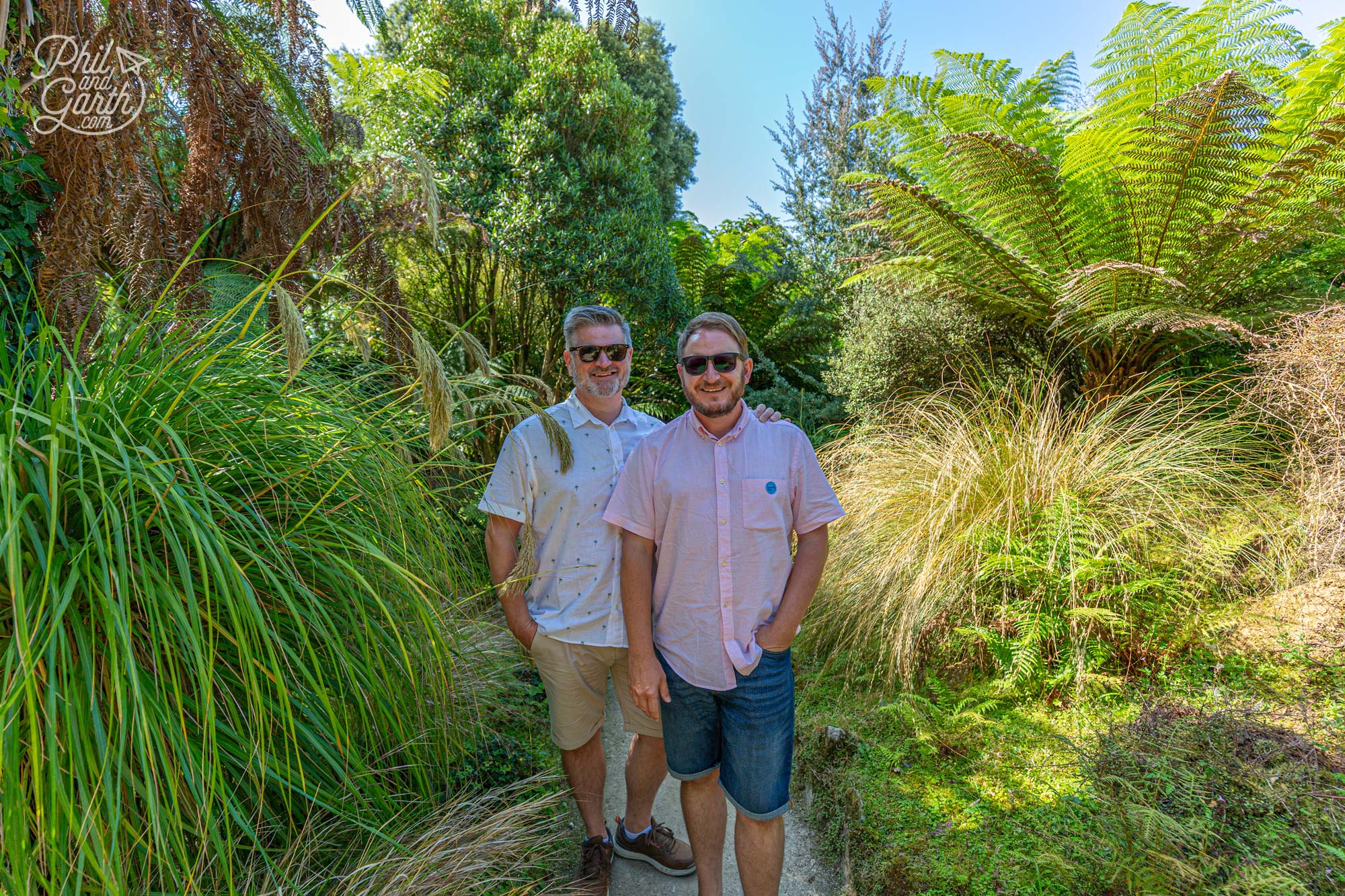 Phil and Garth in the New Zealand garden