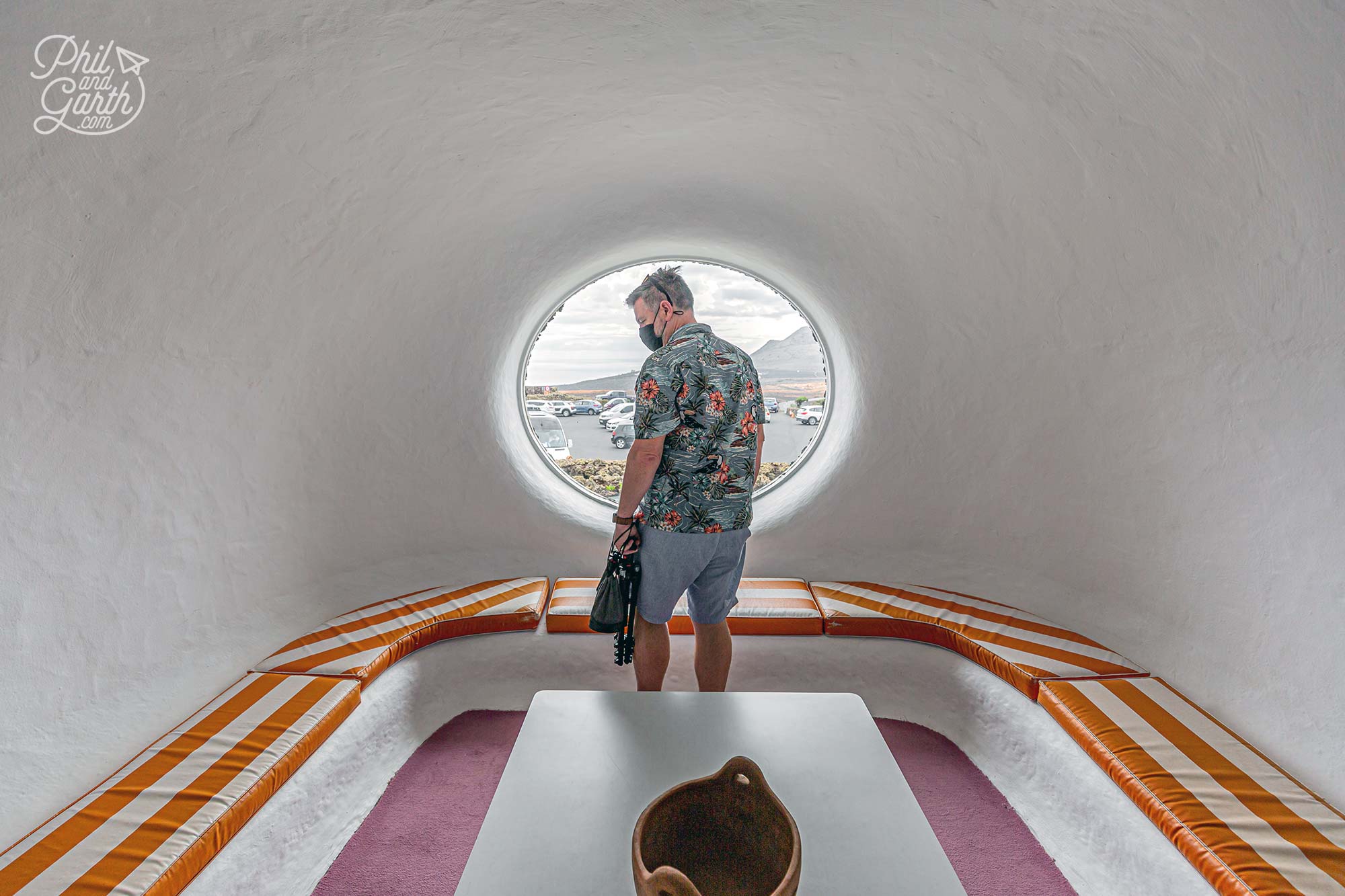 Phil checking out another cool interior space Mirador del Rio Lanzarote Spain