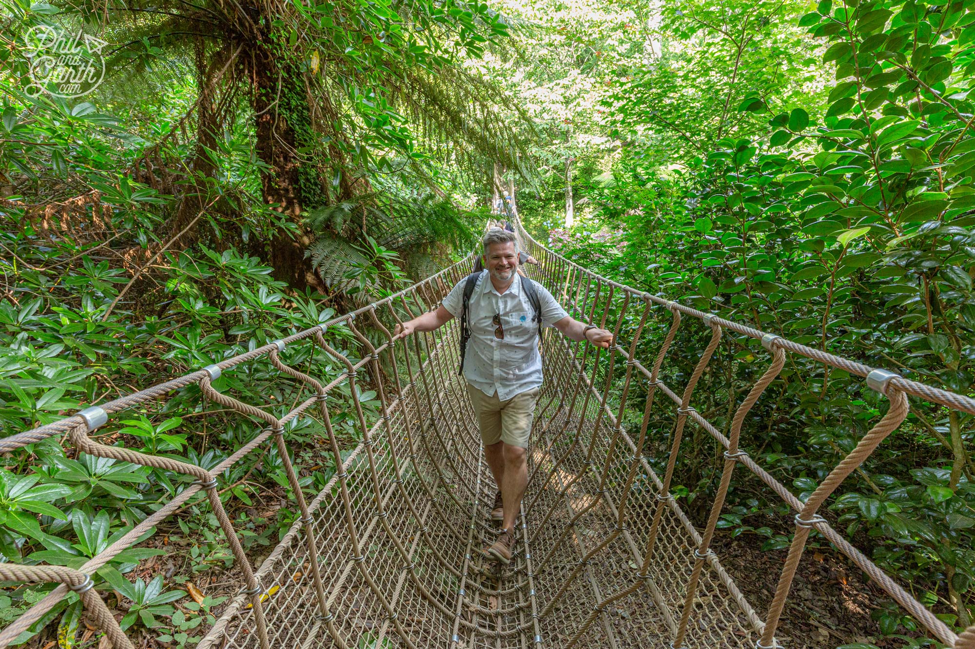 Phil crossing the Burmese rope bridge