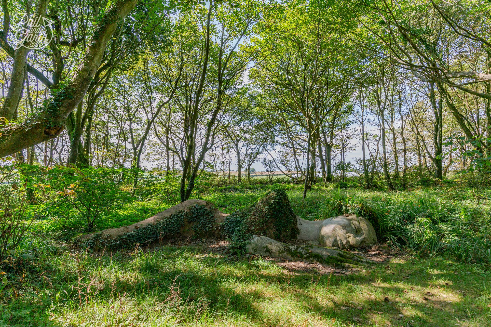 The Lost Gardens of Heligan's famous Mud Maid sleeping in the woodland