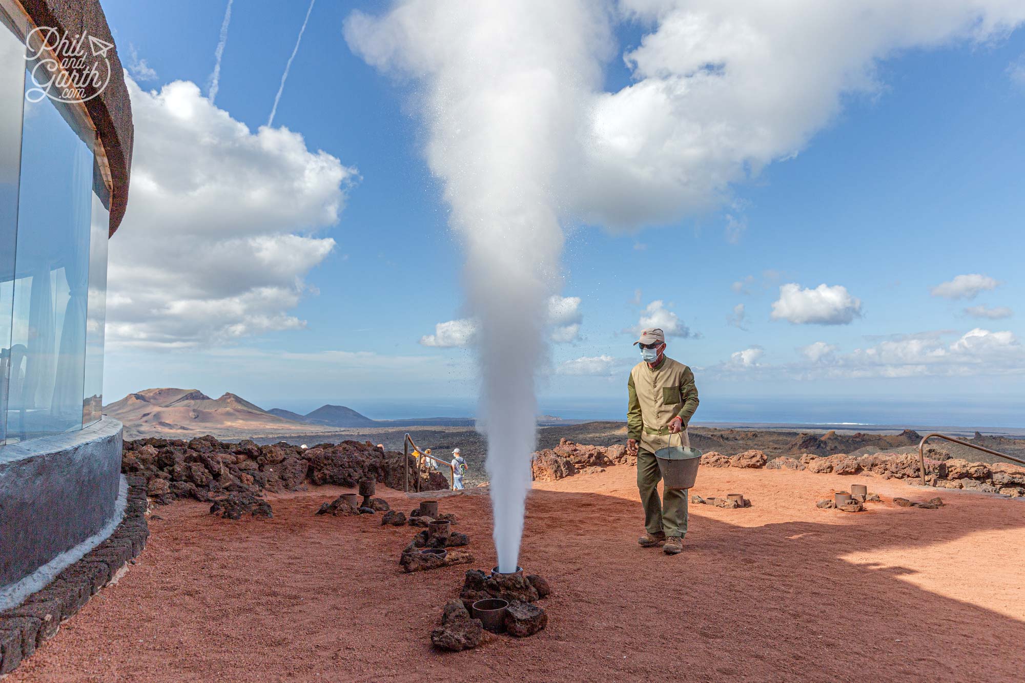 A demonstration of water turning to a jet of steam just like a geyser