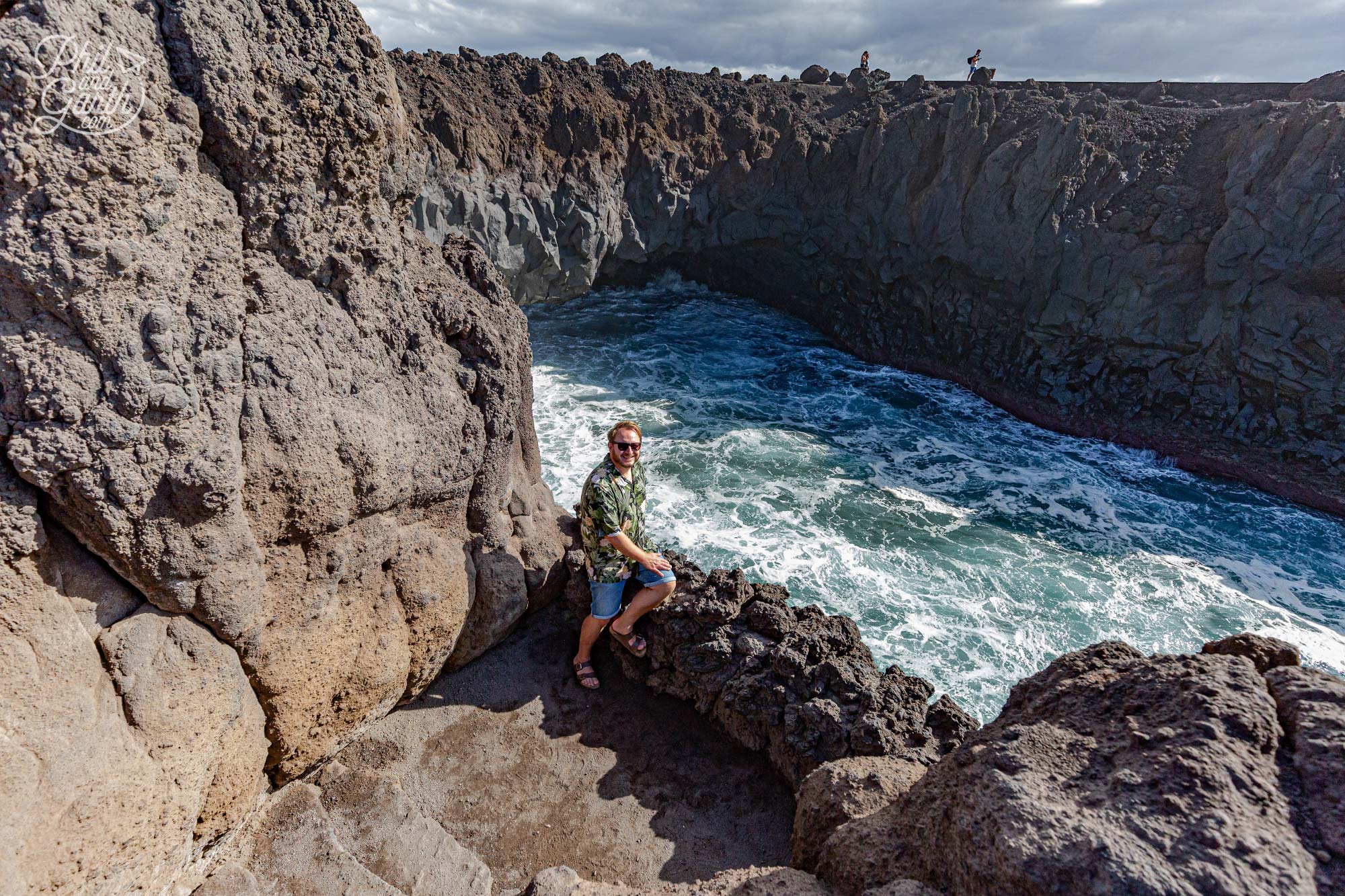 Garth watching the sea churning against the Los Hervideros cliffs