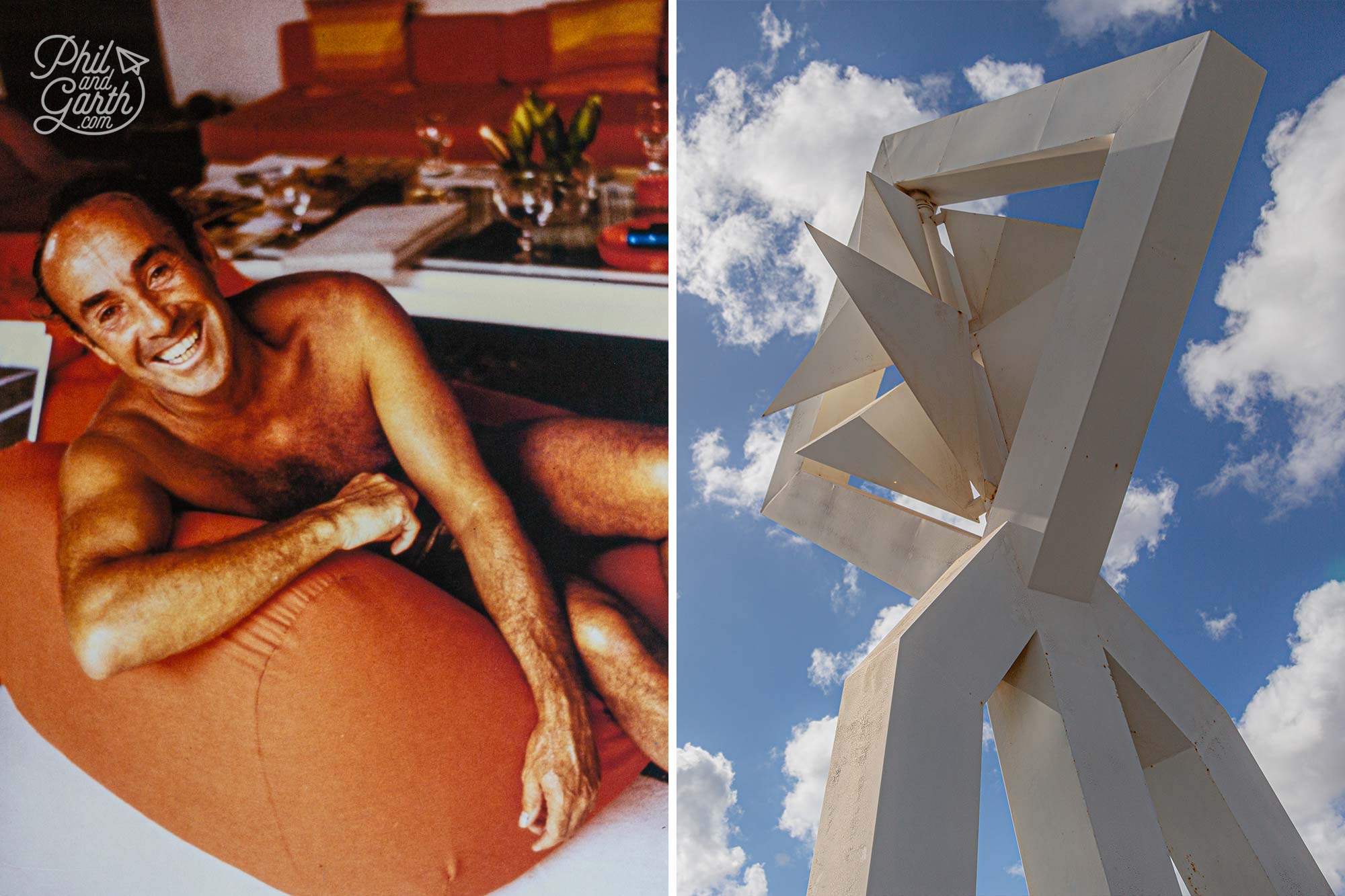 Lanzarote’s Artist César Manrique and one of his wind sculptures