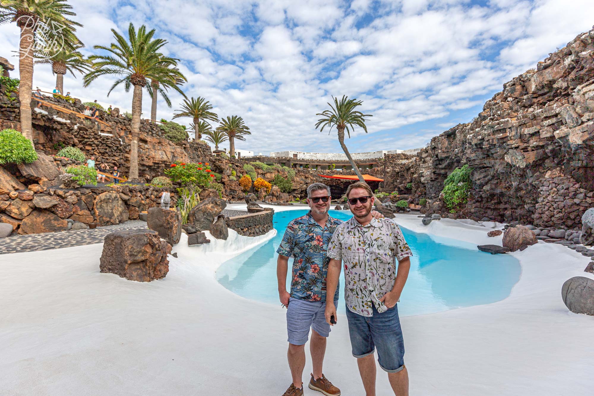 Phil and Garth next to the most beautiful turquoise paradise pool