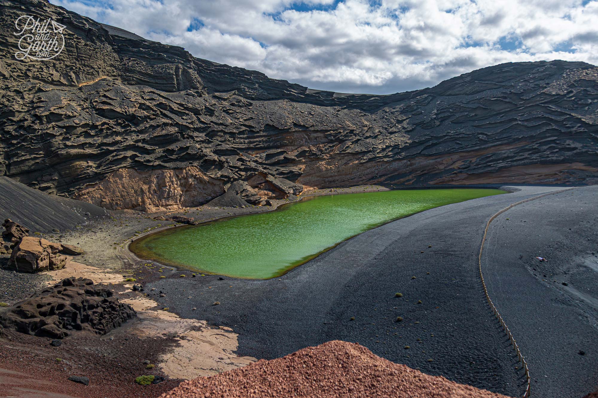 The striking El Golfo green lagoon is a crater from an extinct volcano