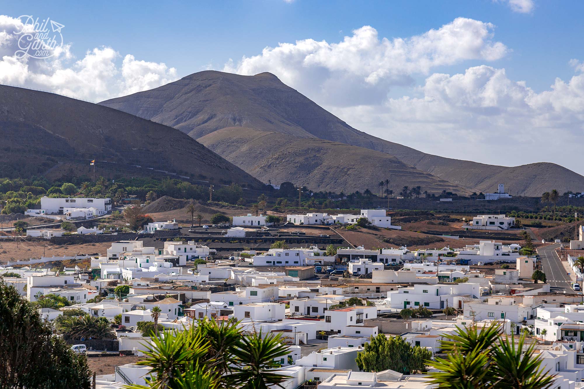 Typical single storey white-washed homes in Lanzarote
