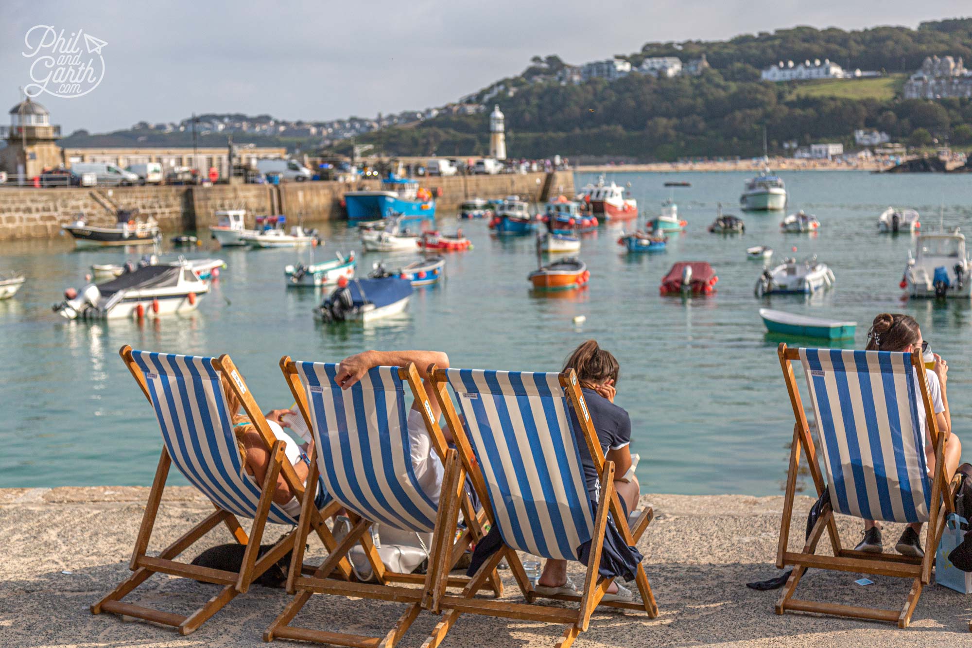 People enjoying the sunshine in St Ives