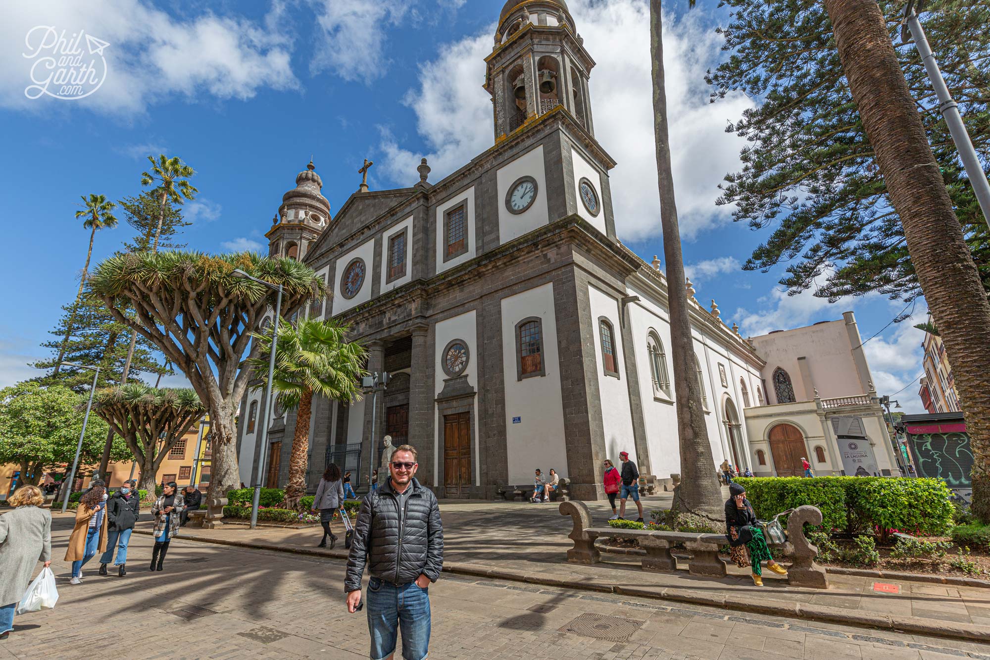 Garth outside San Cristóbal de La Laguna Cathedral
