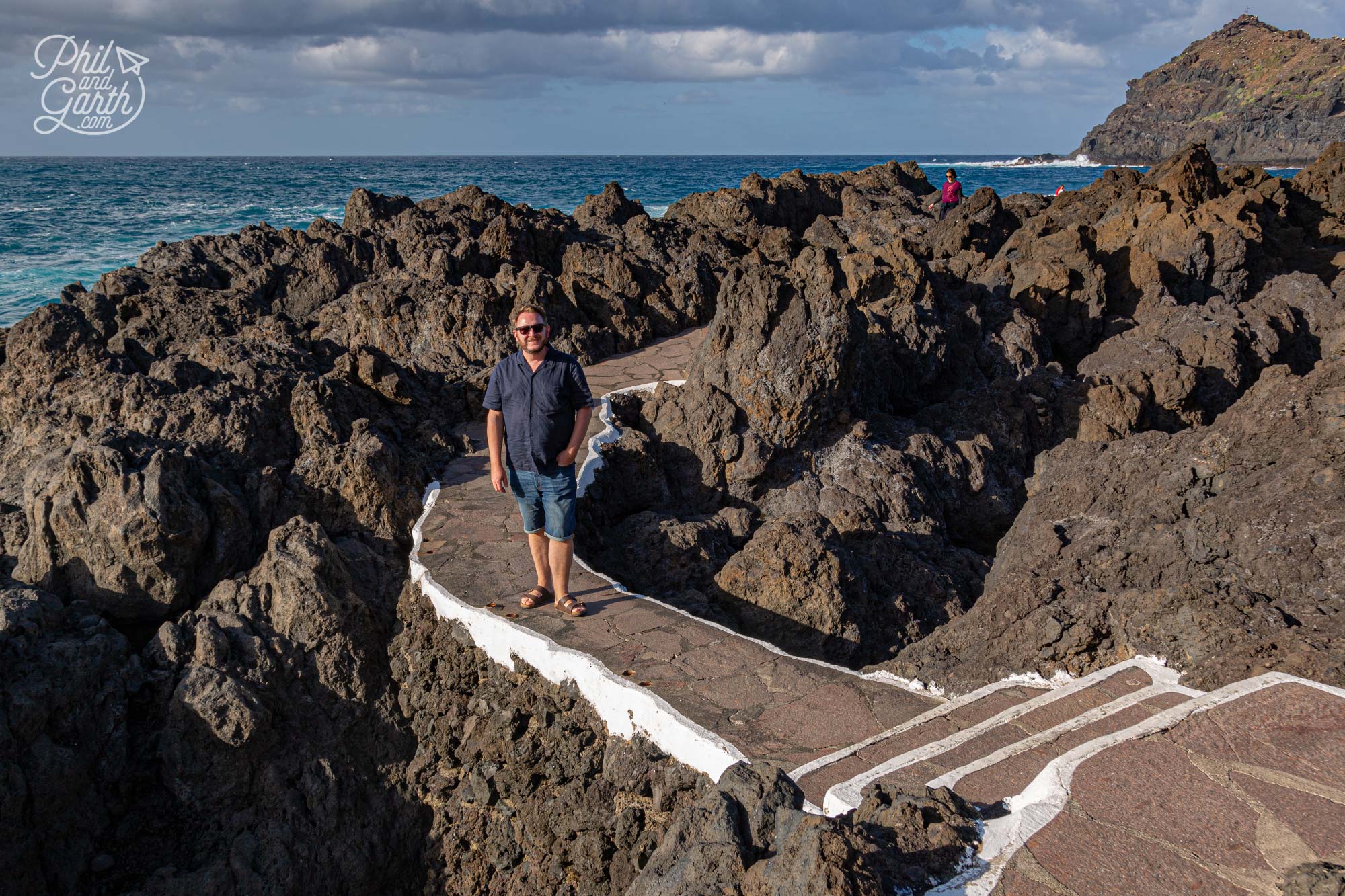 Garth wandering around these unique black lava rock pools