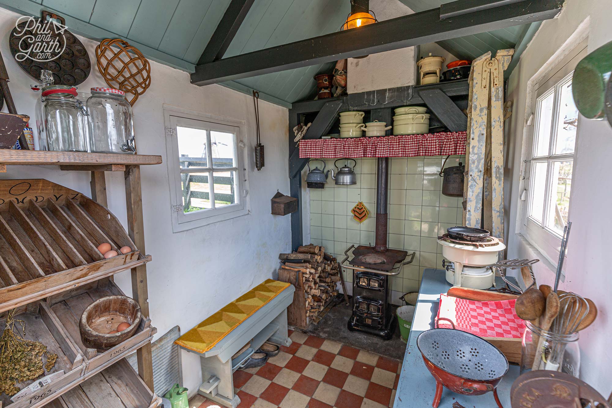 A peek inside the outdoor furnace shed