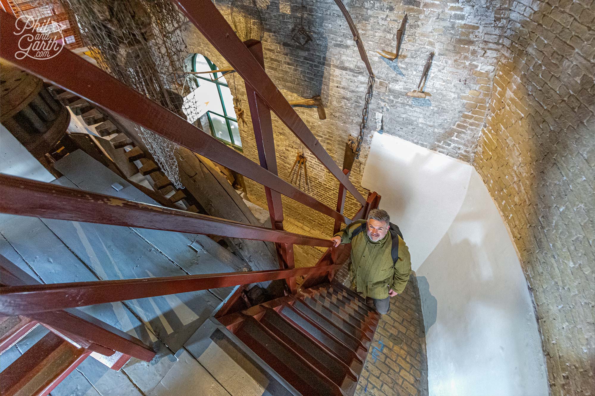 Lots of steep stairs inside the Nederwaard mill