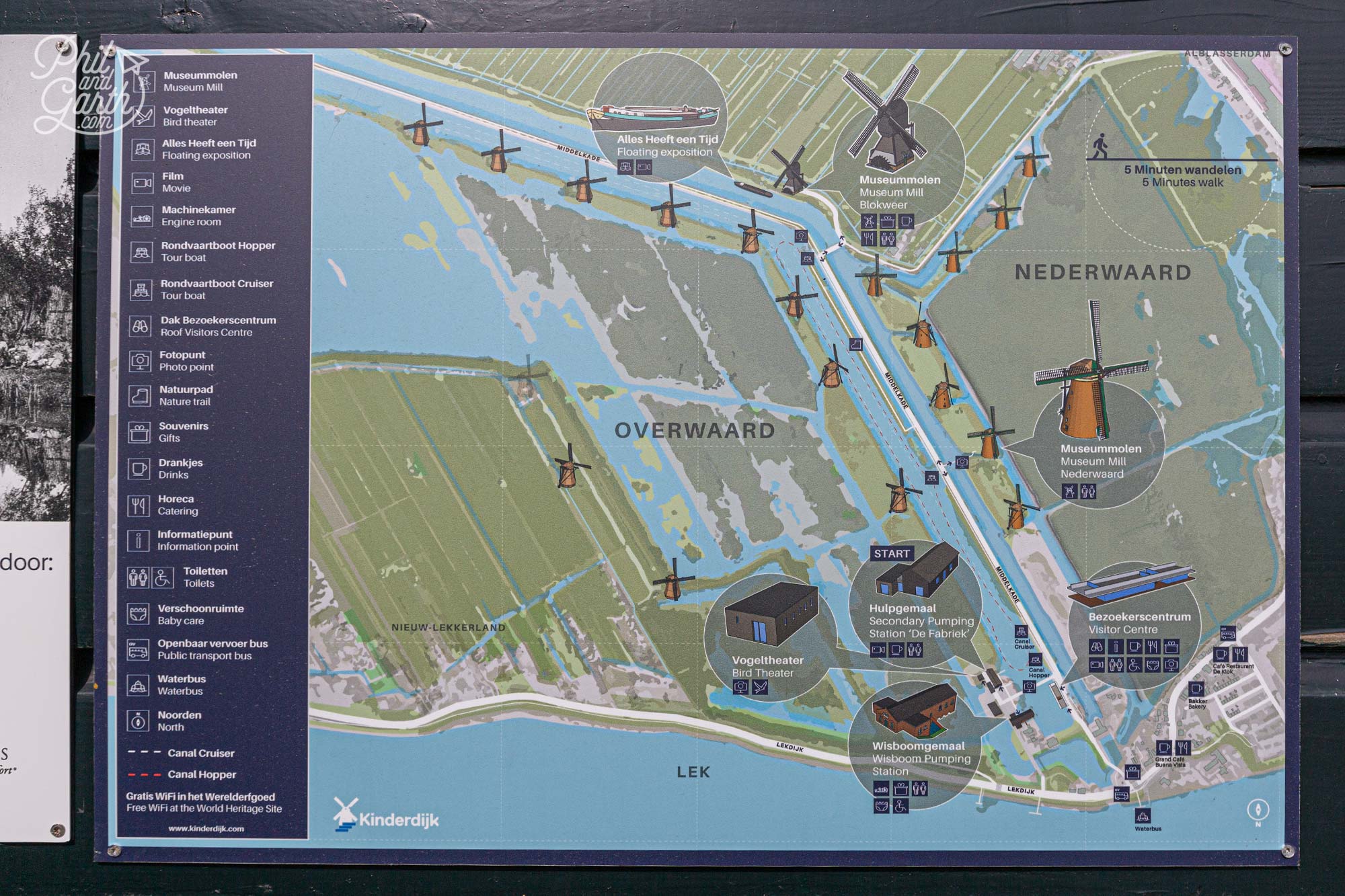 Map of Kinderdijk Windmills UNESCO Netherlands