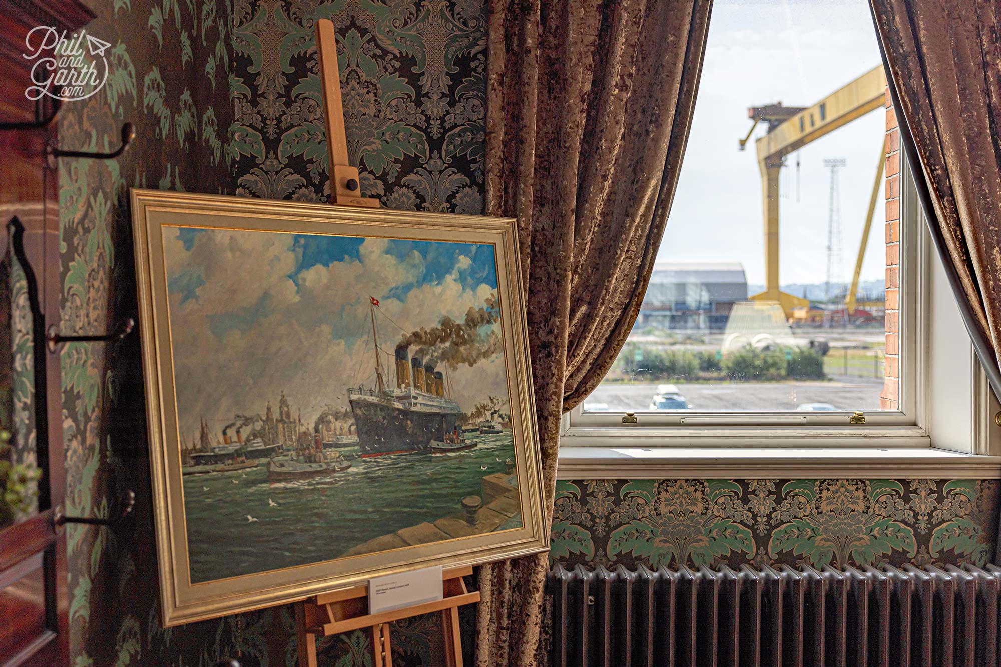 A painting of Titanic leaving Liverpool in the Presentation Room