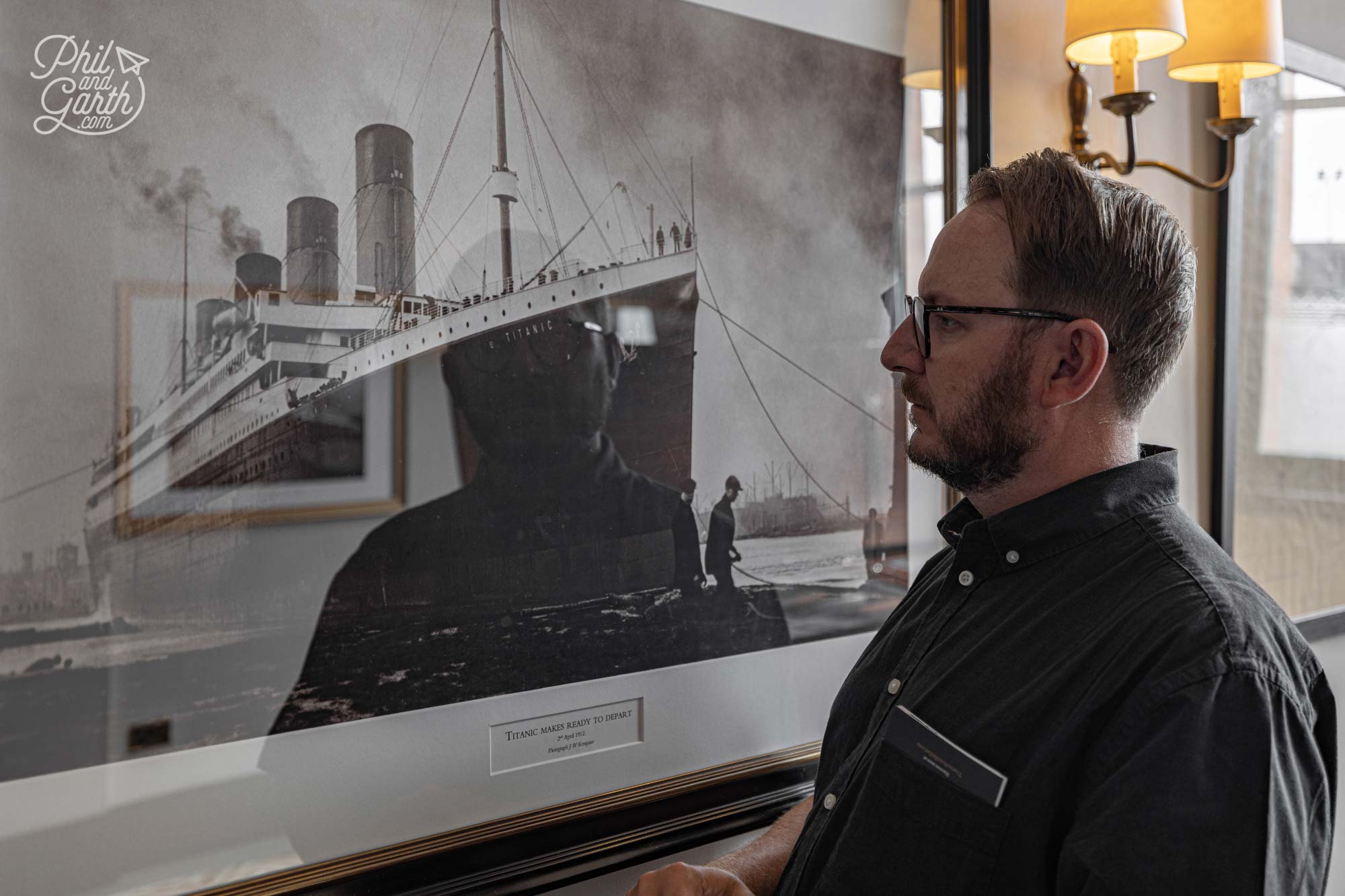 Garth checking out one of the many historic Titanic photographs