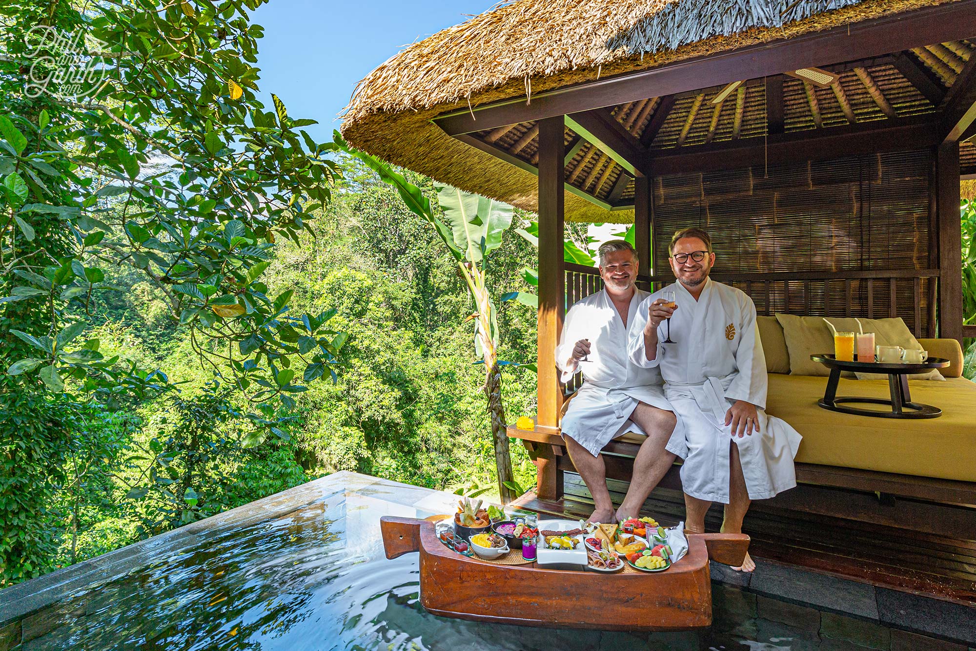 Our incredible floating breakfast at The Hanging Gardens of Bali in Ubud