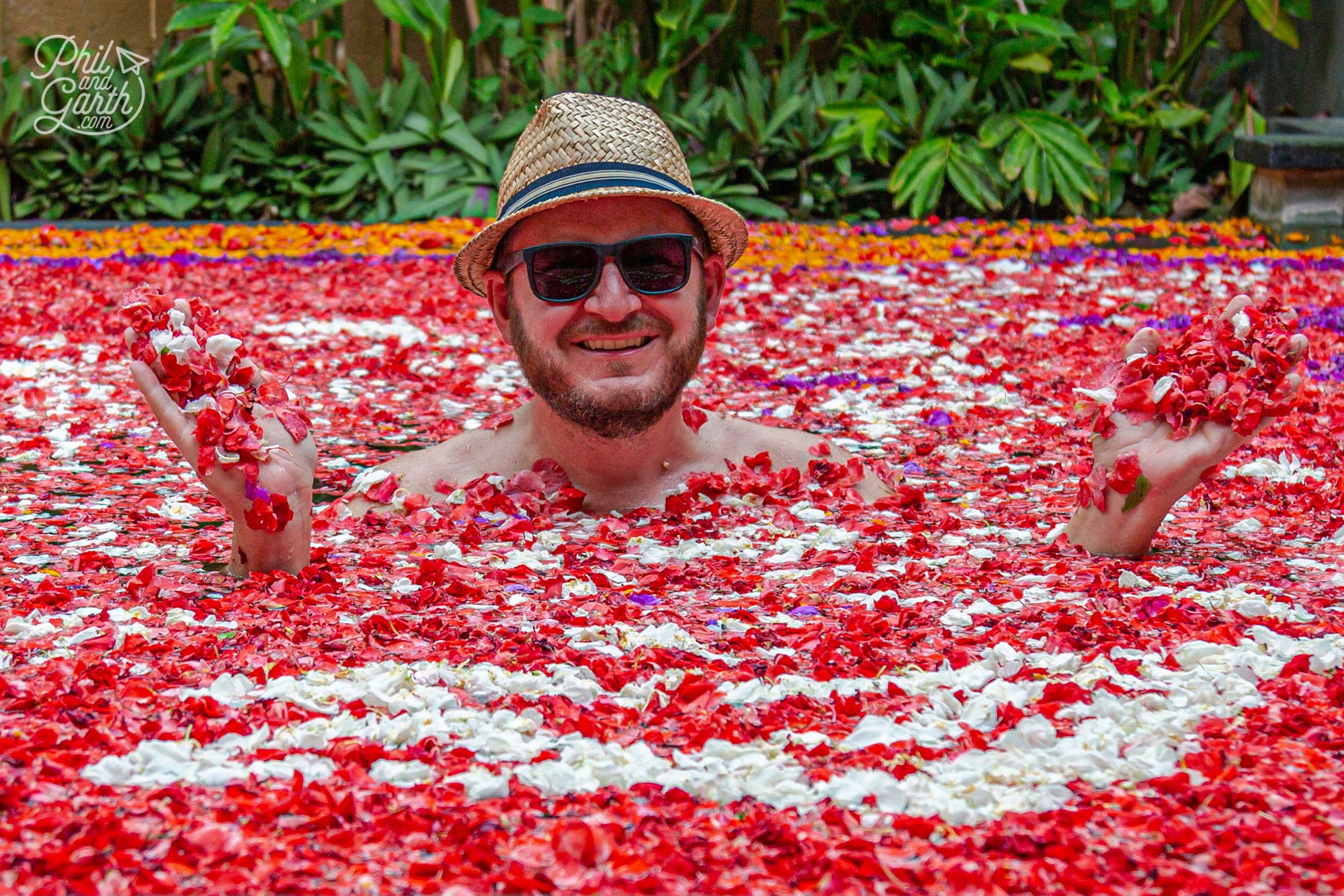 Garth enjoying the fabulous flower pool