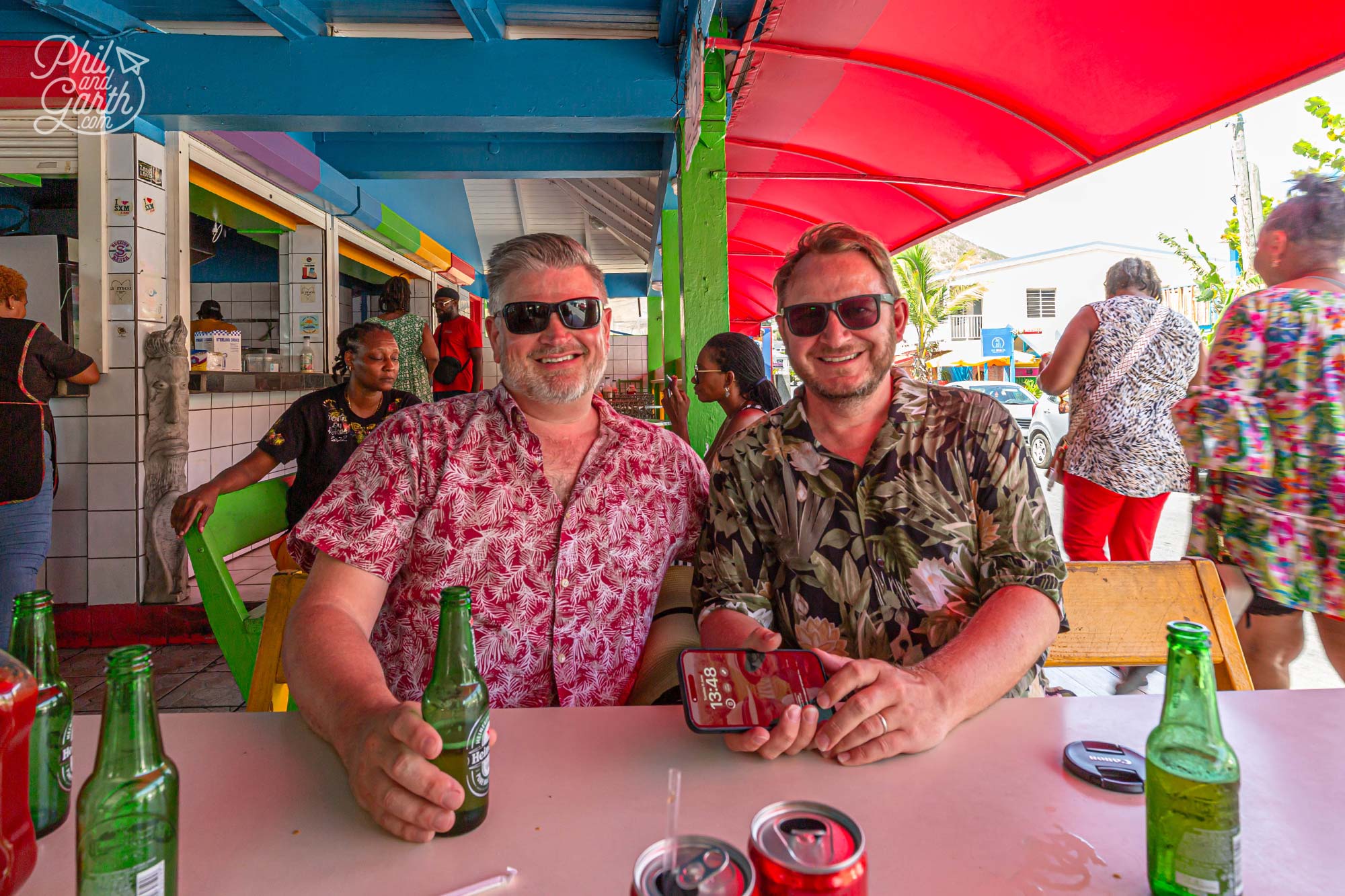 Phil and Garth at Sint Martin's famous lolo bar- Sky's The Limit