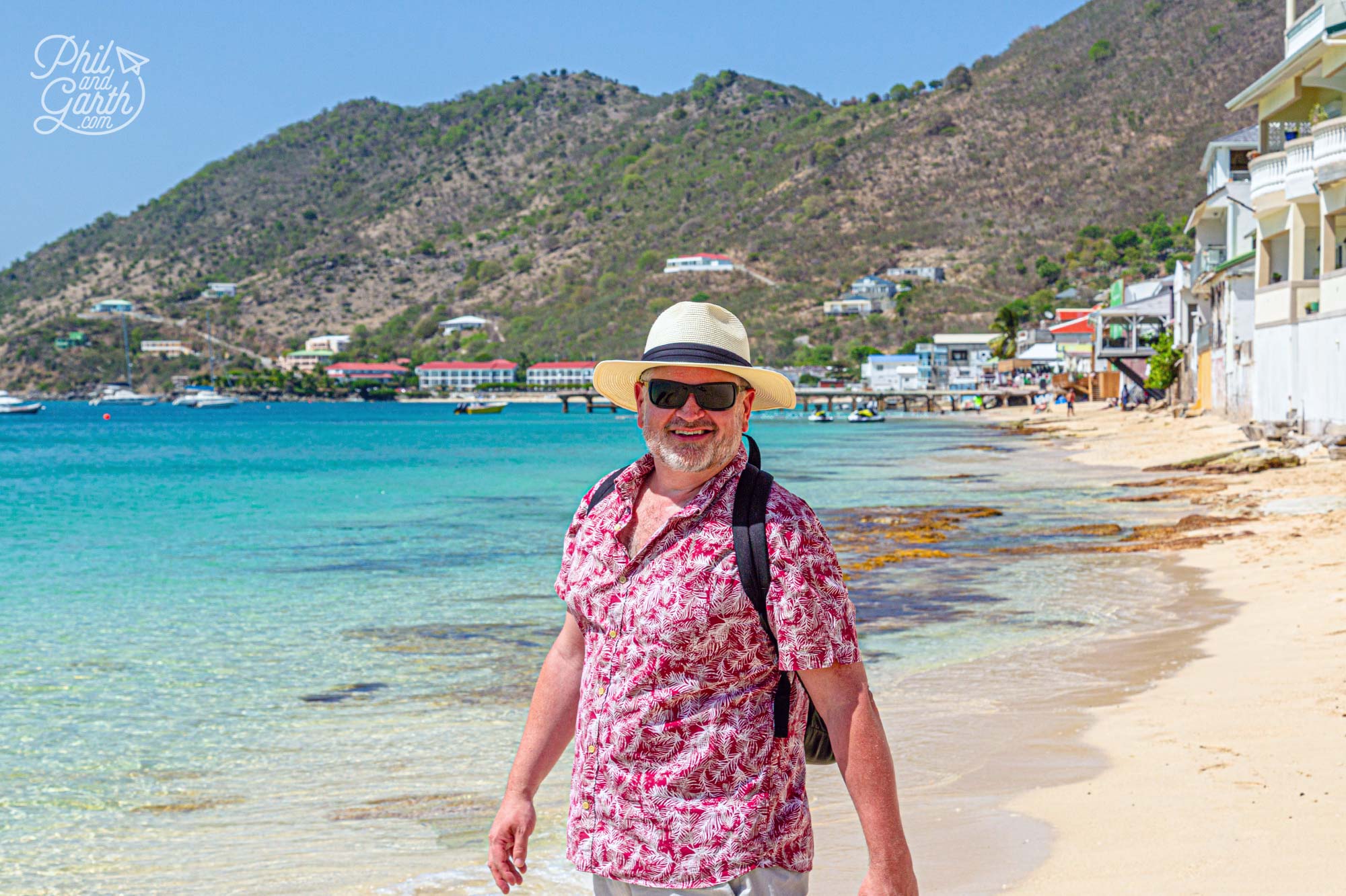 Phil taking a stroll down the beach at Grand Case