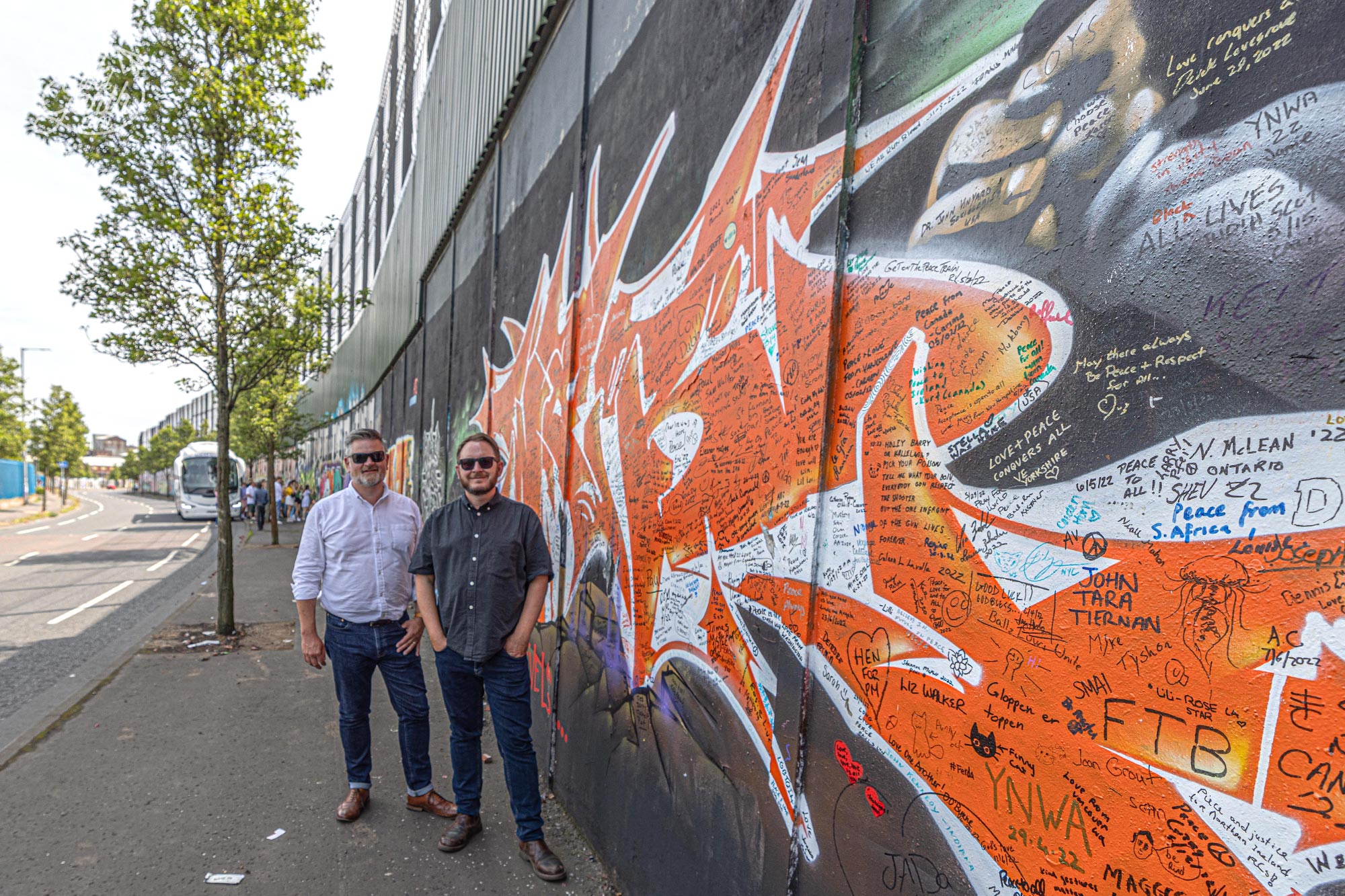 Phil and Garth at the Peace Wall Belfast Northern Ireland