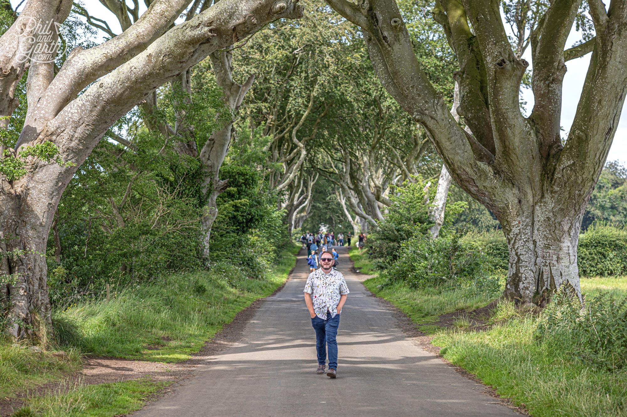 Garth strolling down The Dark Hedges