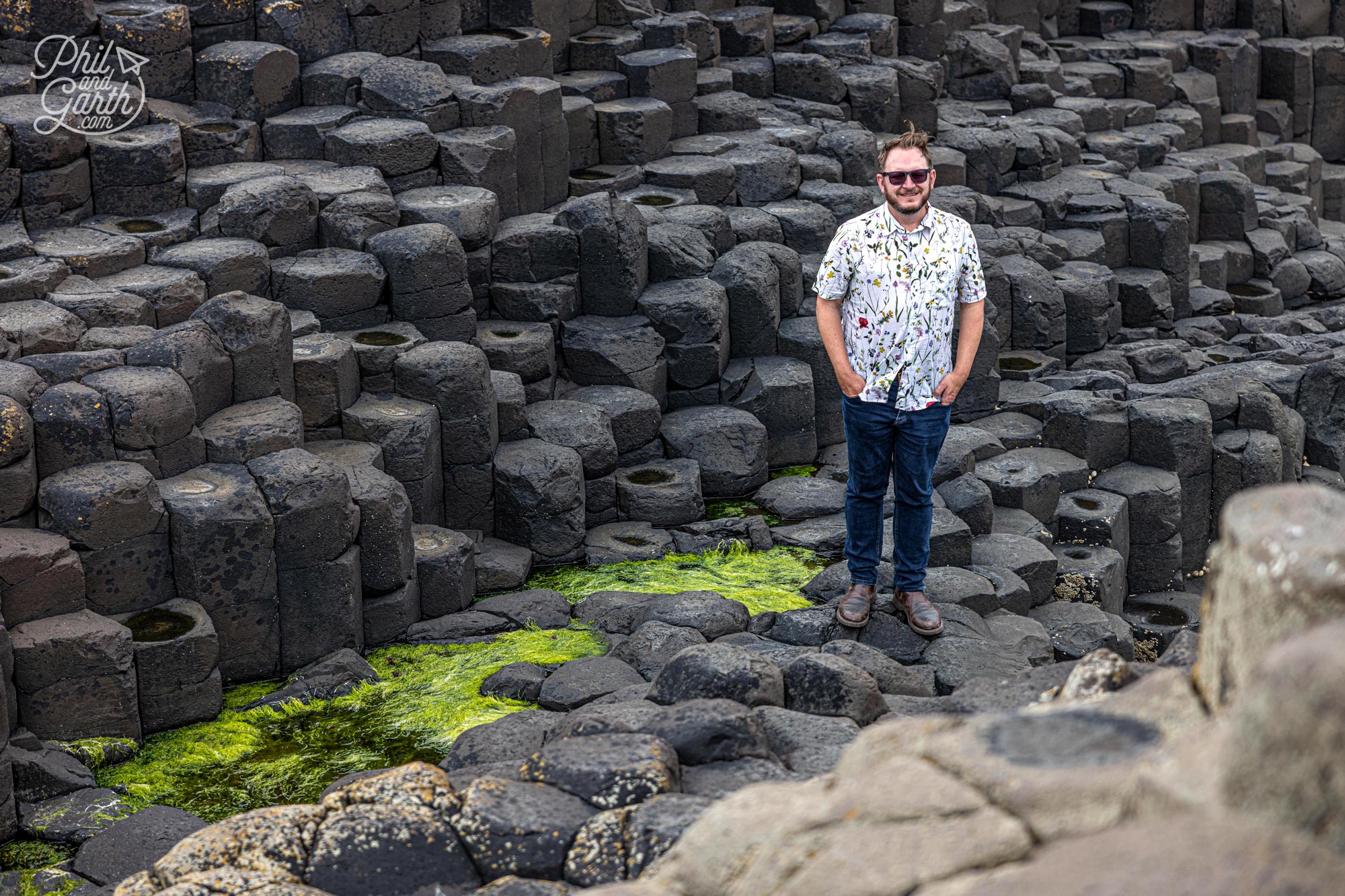 Love these black stones with bright green algae pools