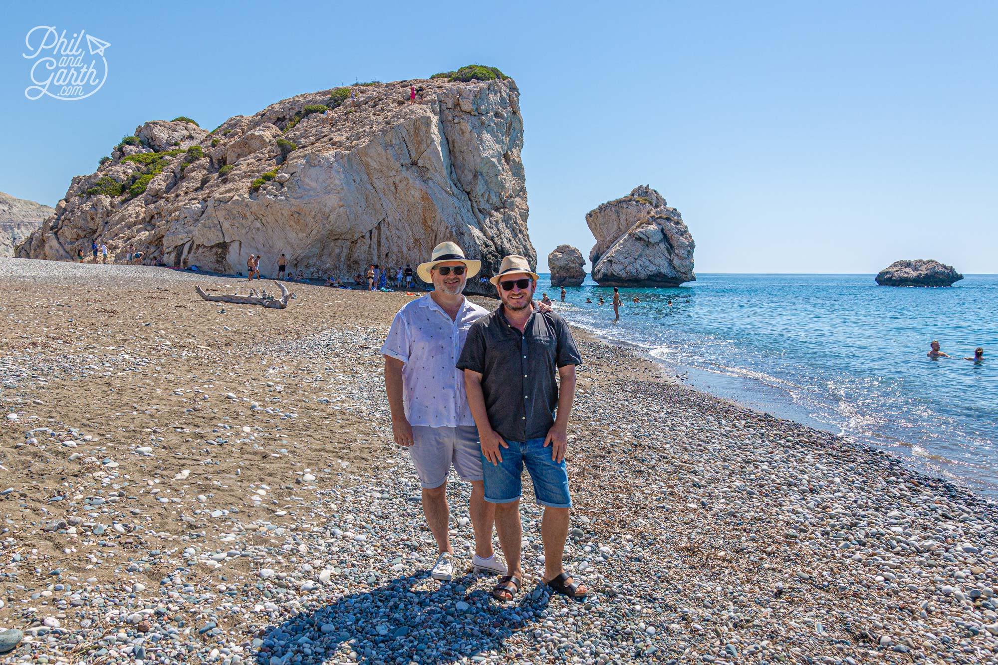 Phil and Garth at Aphrodite's Rock Petra tou Romiou