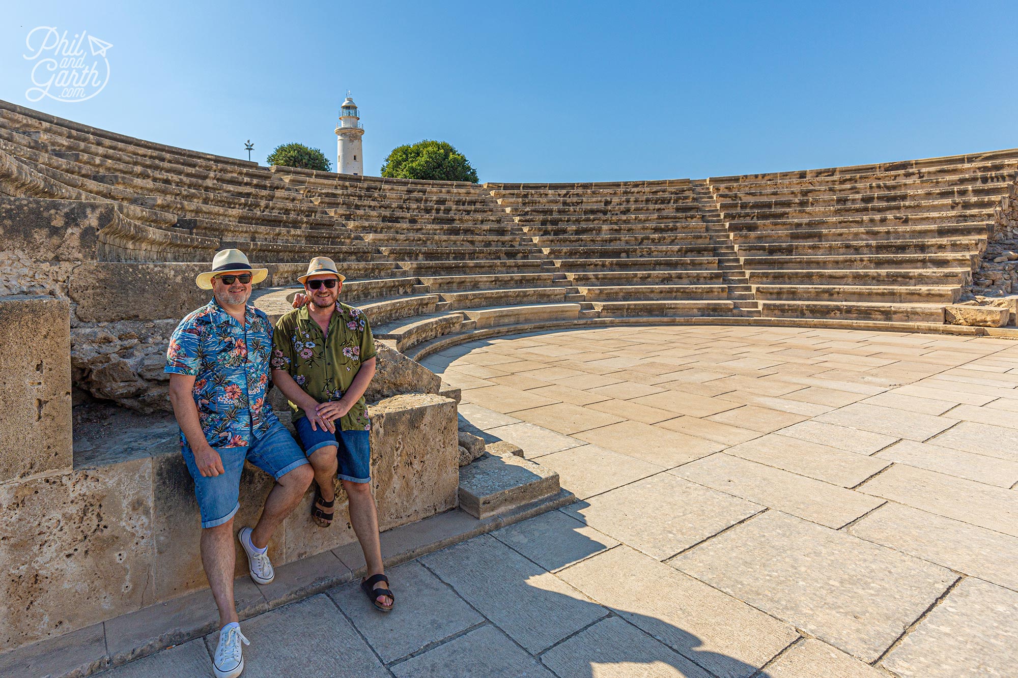 Phil and Garth sat in the Odeon Paphos Cyprus