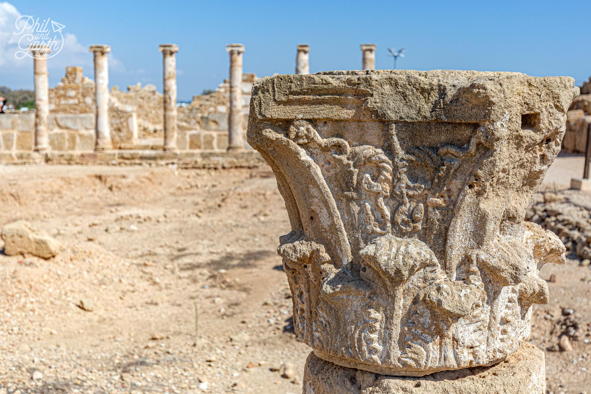 The House of Theseus detail in Paphos Archaeological Park Cyprus