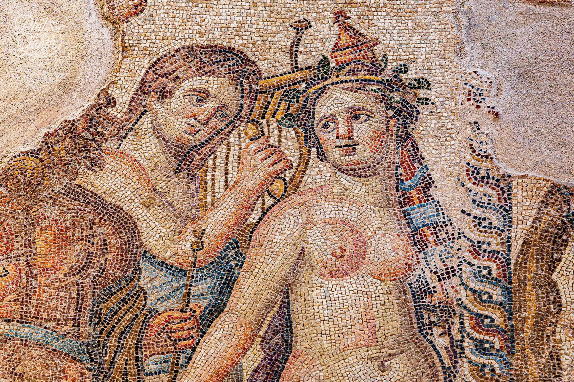 The mosaic of Triumph of Dionysos - Centaur and Maenad inside the House of Aion