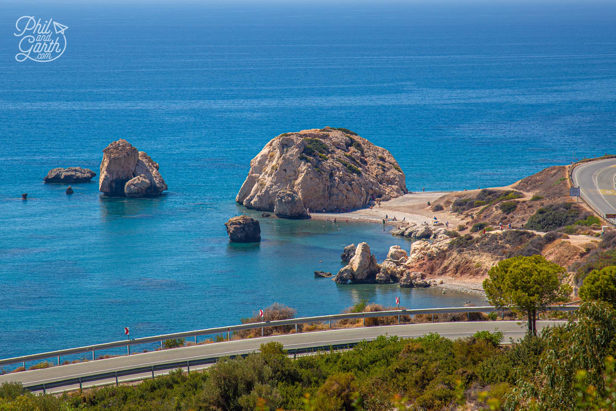 VIew of Aphrodite's Rock from the Petra Tou Romiou Restaurant