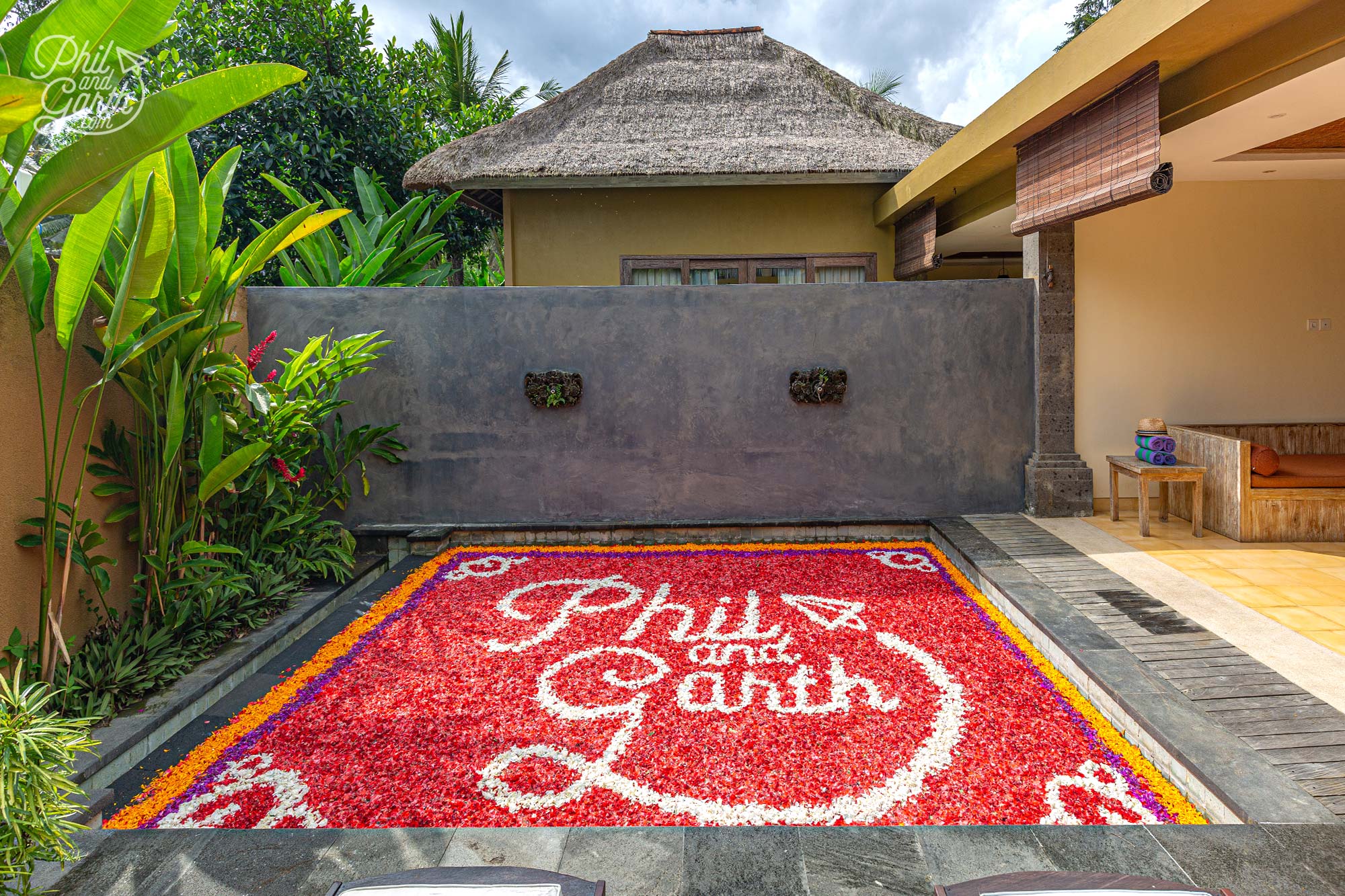 Our big bucket list tick! - a flower pool in Bali