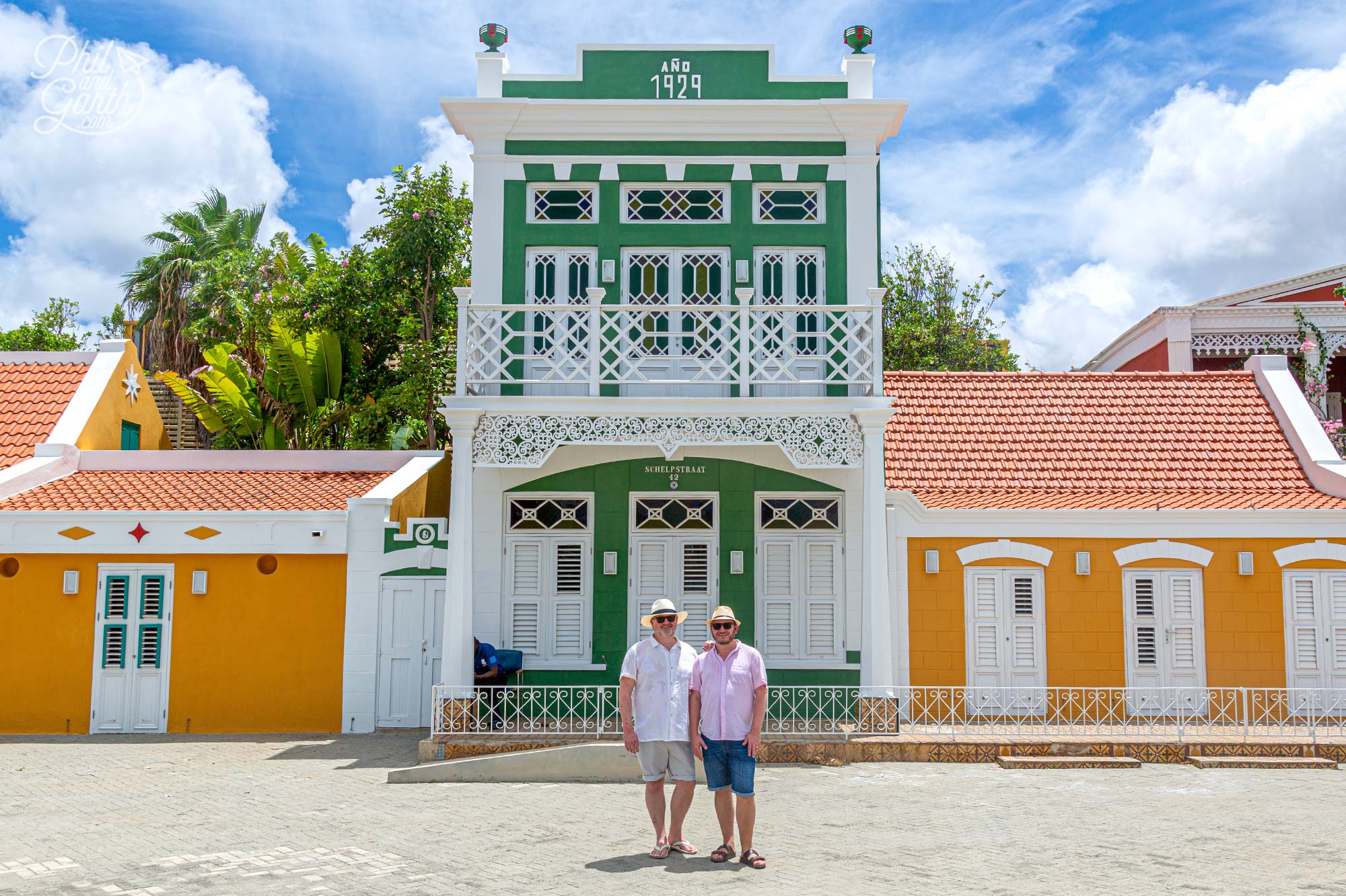 Phil and Garth outside the Ecury House, built in 1929