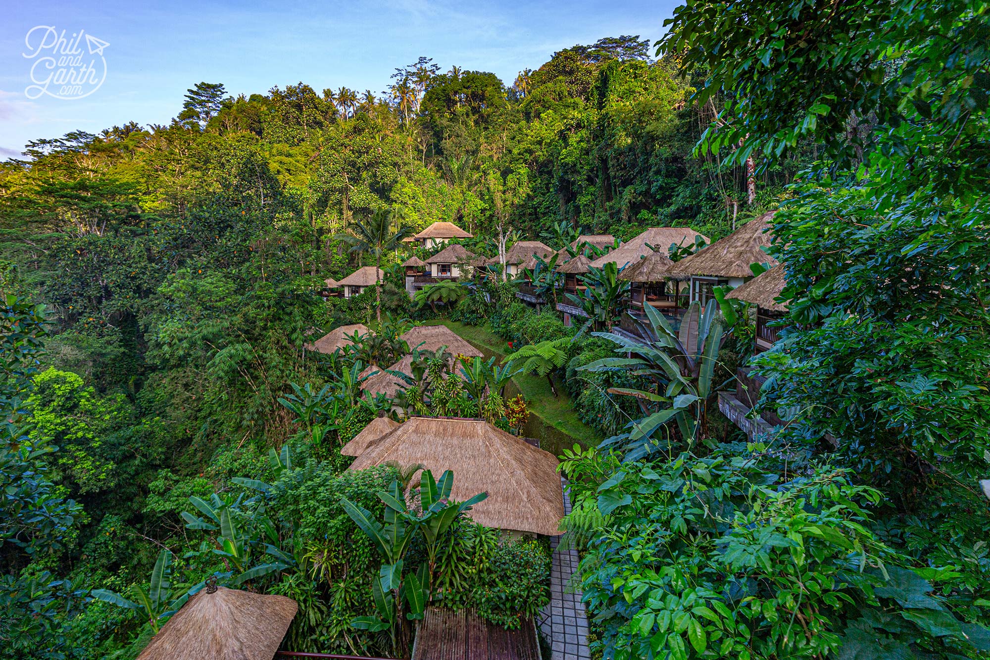 The Hanging Gardens of Bali villas are set on the hillside in the tropical jungle