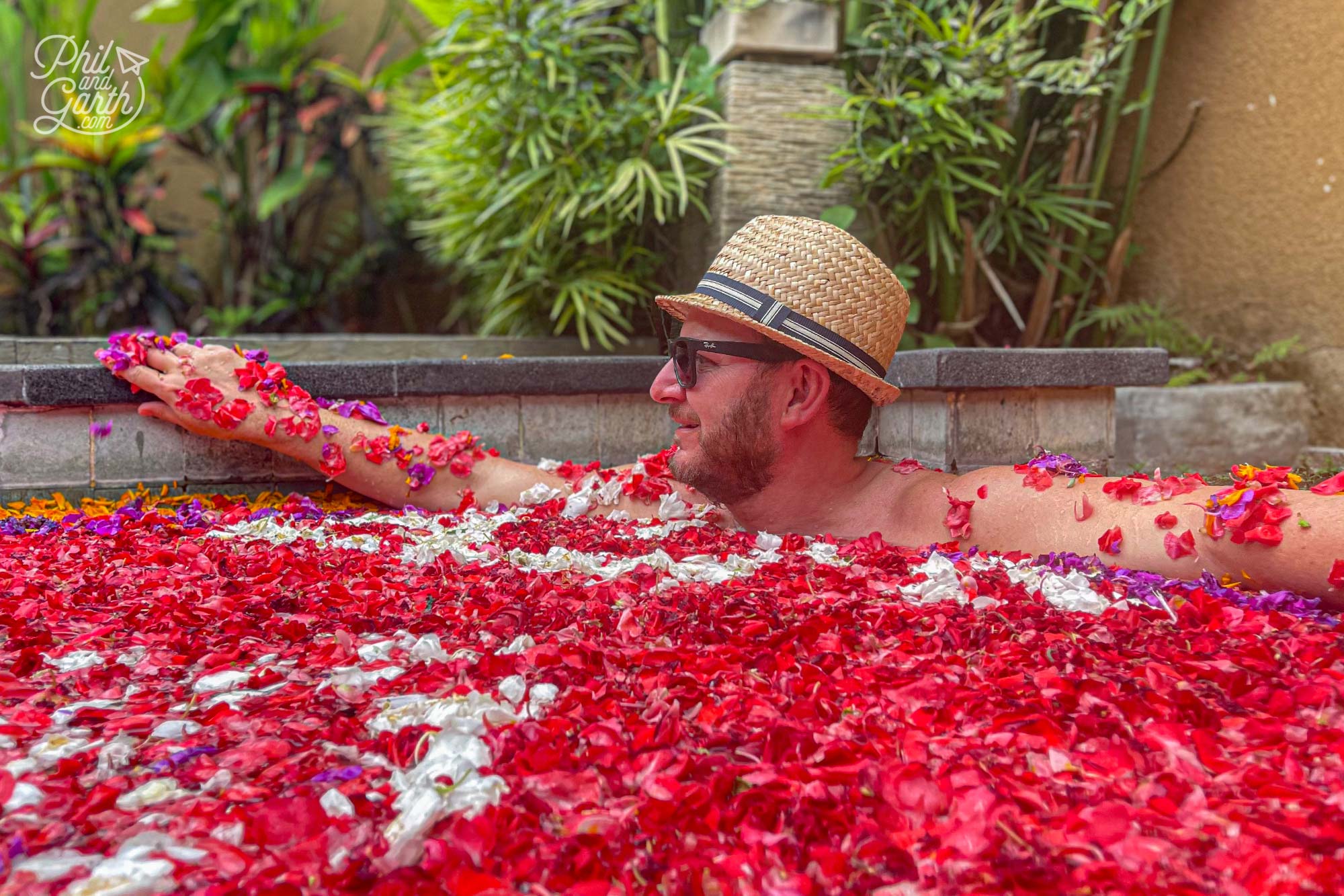 What's it like to swim in a Bali flower pool?