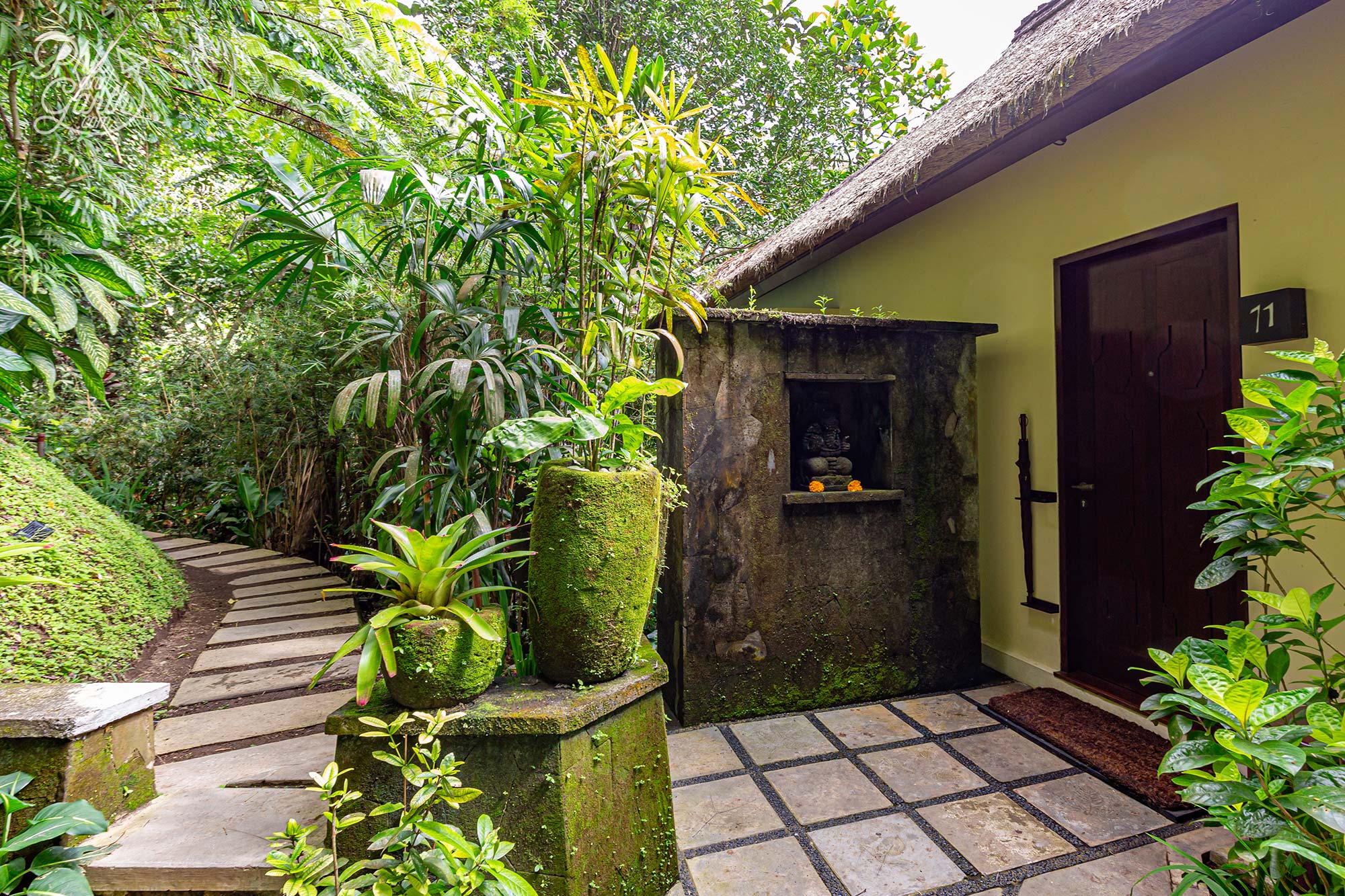 Romantic garden pathways lead to our villa