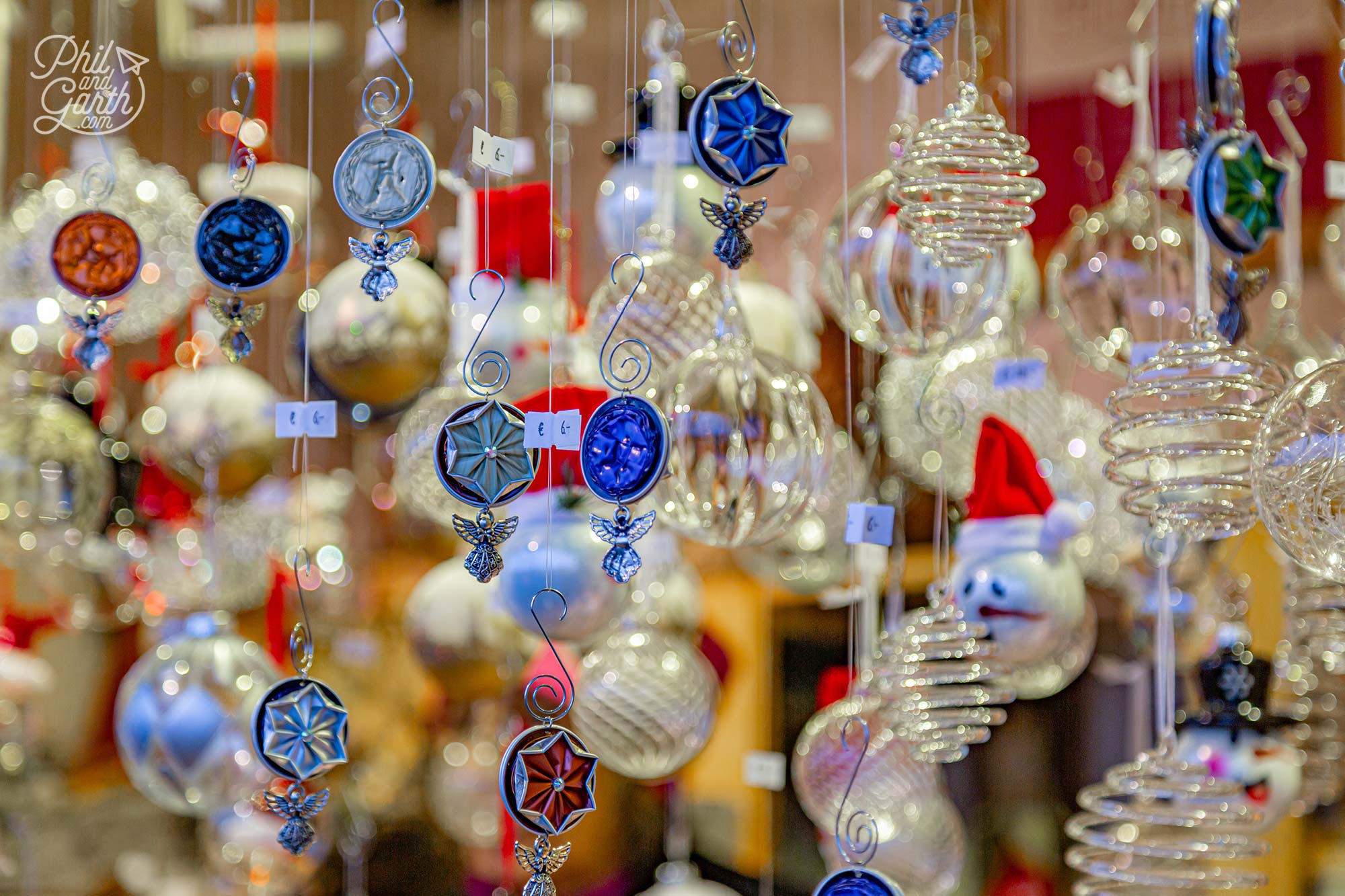 Delicate glasswork and metal ornaments on sale