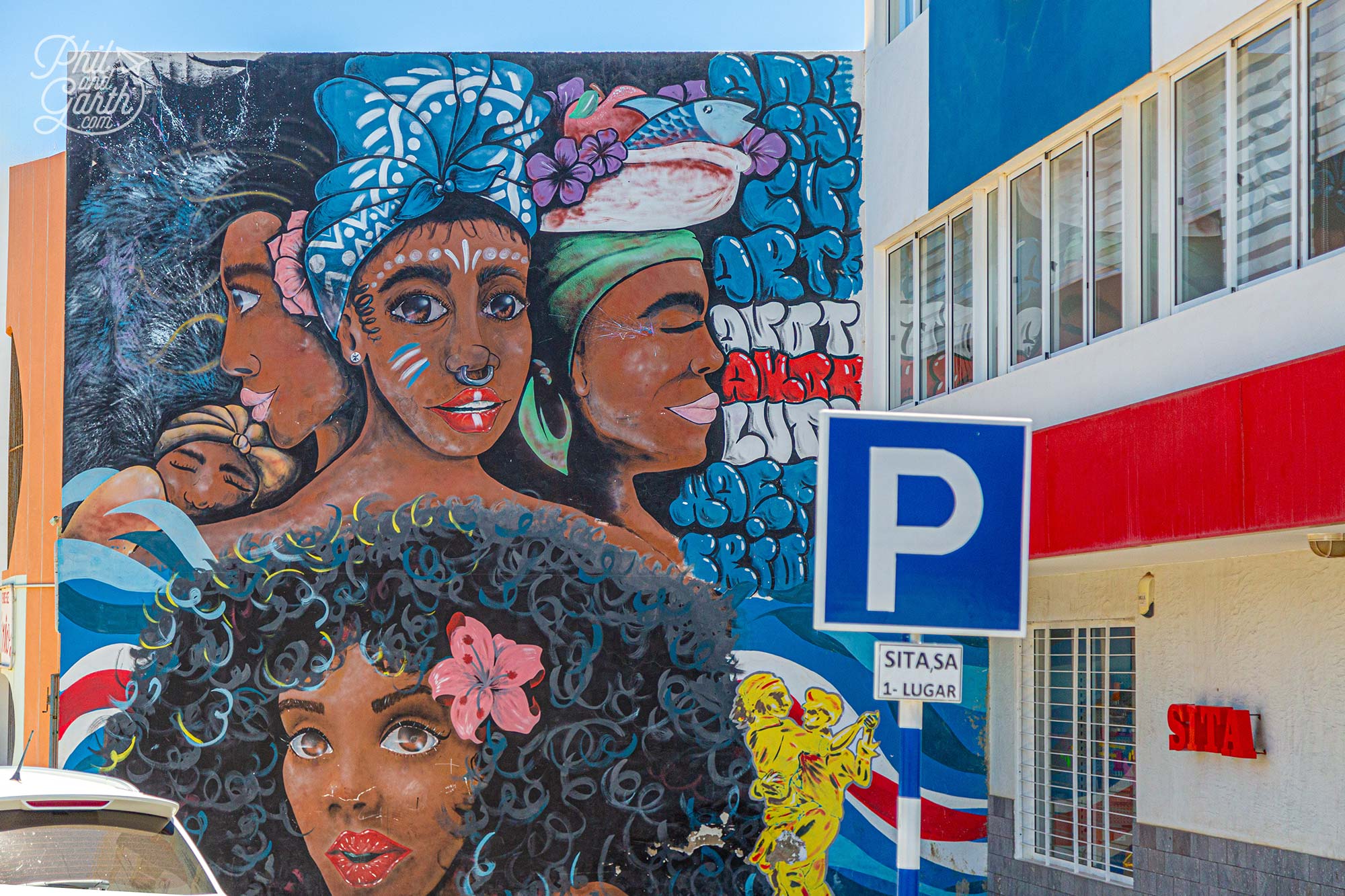 Mural of Cape Verdean women by the artist Adi Neves