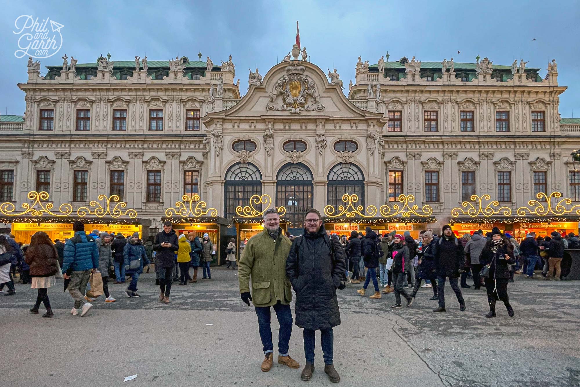 Phil and Garth at the elegant Belvedere Palace Christmas Market