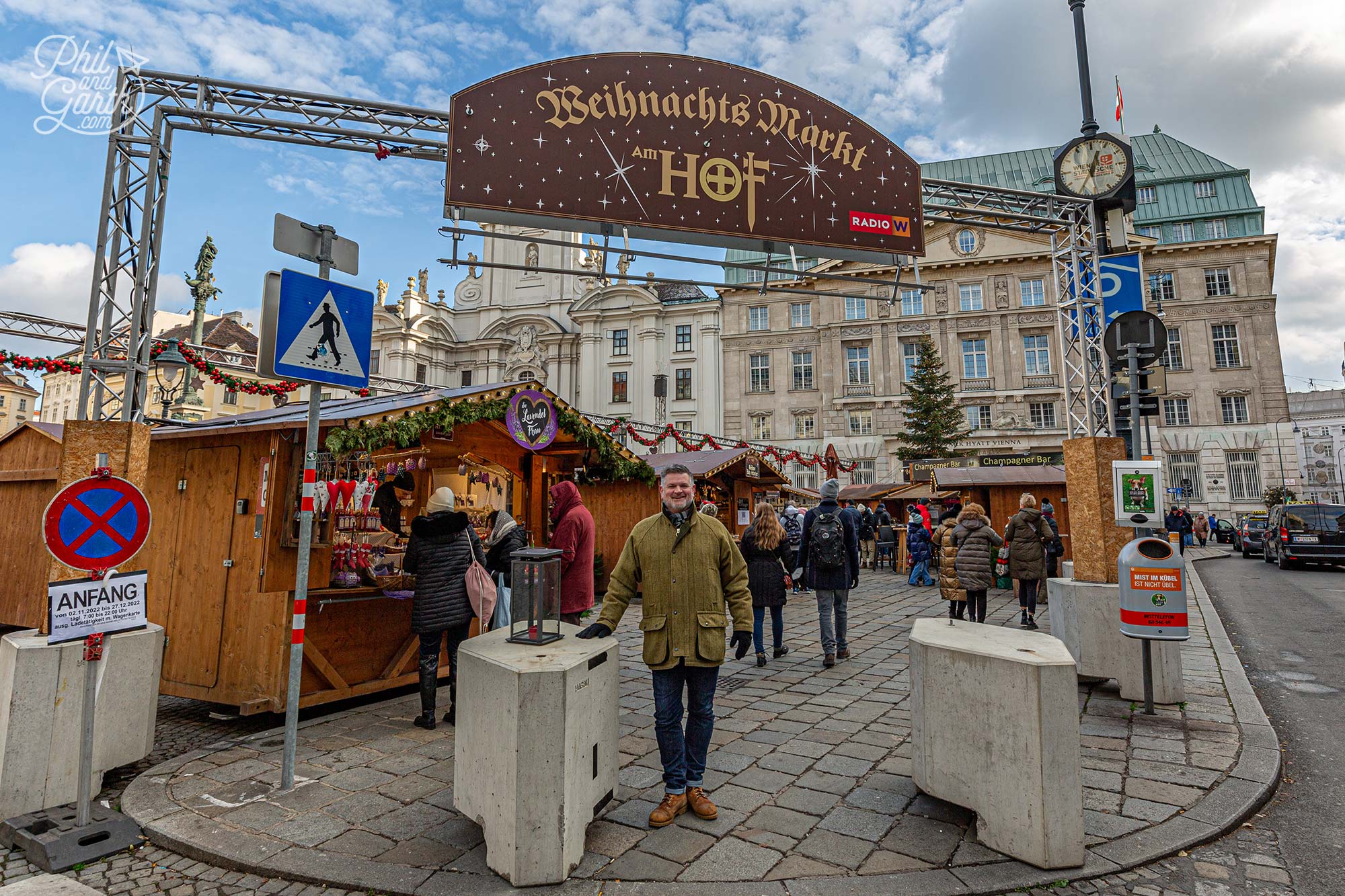 Phil outside the entrance to the Am Hof Advent Market