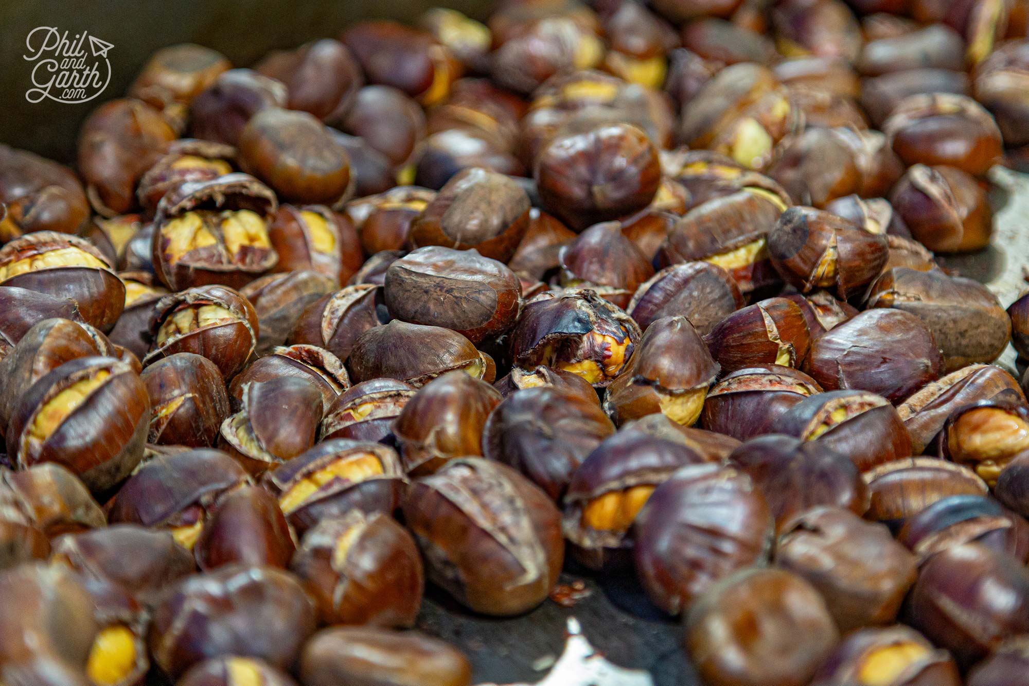 Roasted chestnuts for sale at Belvedere Palace market