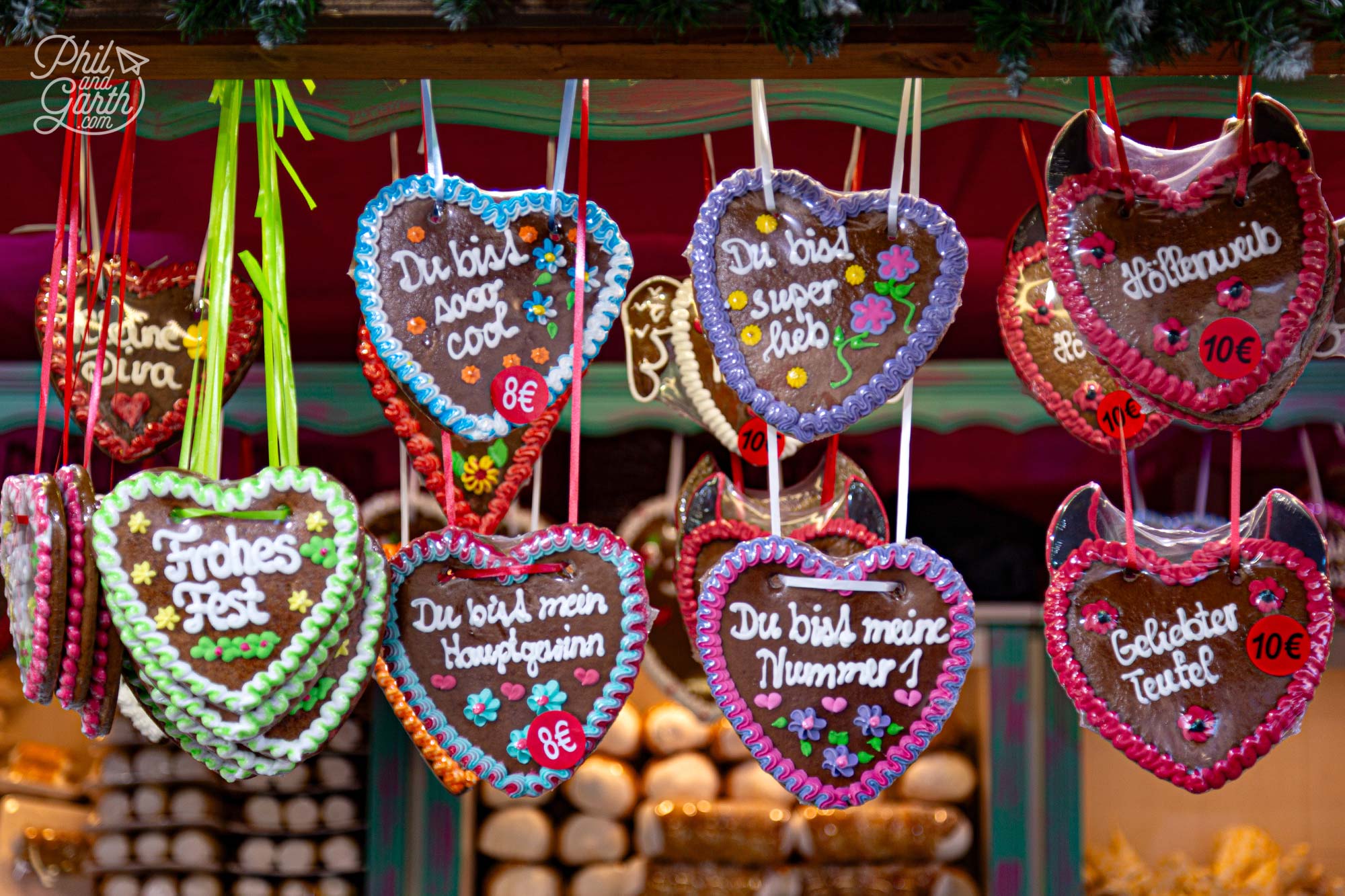 The festive stalls sell Austrian delicacies like lebkuchen (gingerbread biscuits) and handicrafts like wooden toys