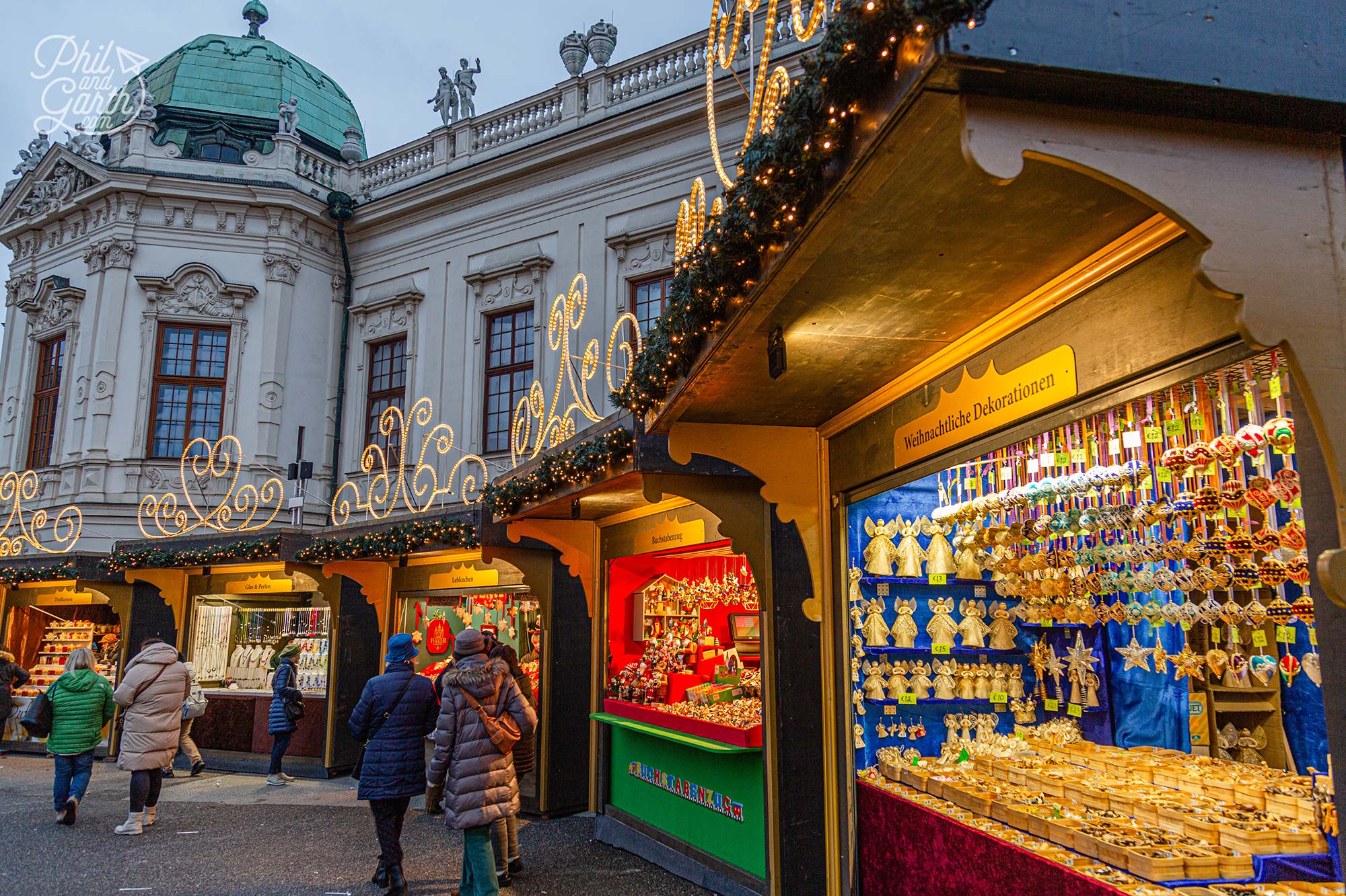 The Belvedere Palace Christmas stalls are elegant and beautifully decorated