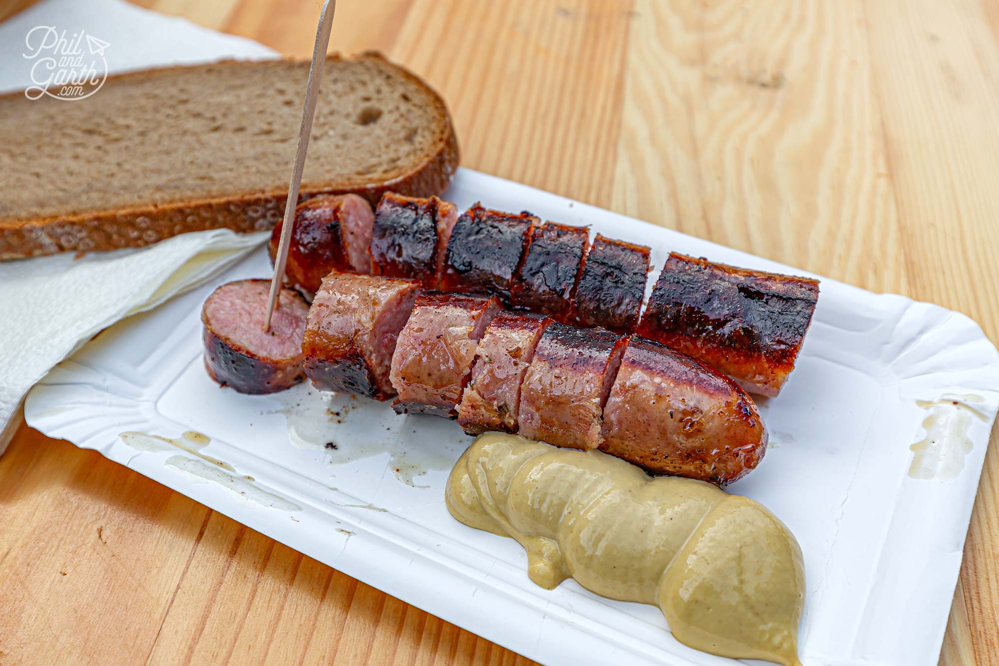 Time for a savoury snack - Bratwurst sausage with mustard