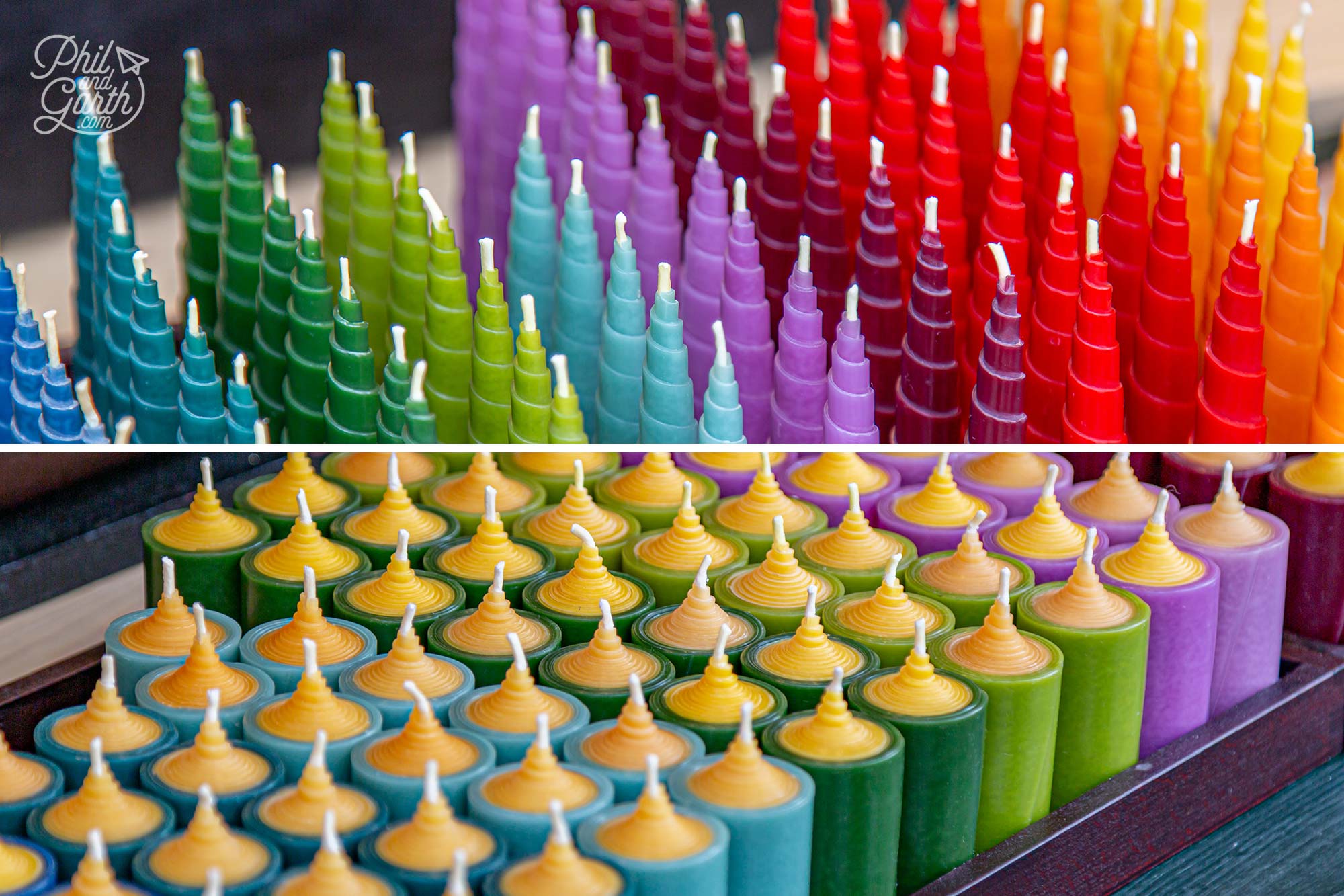 We nearly bought some of these rainbow coloured candles