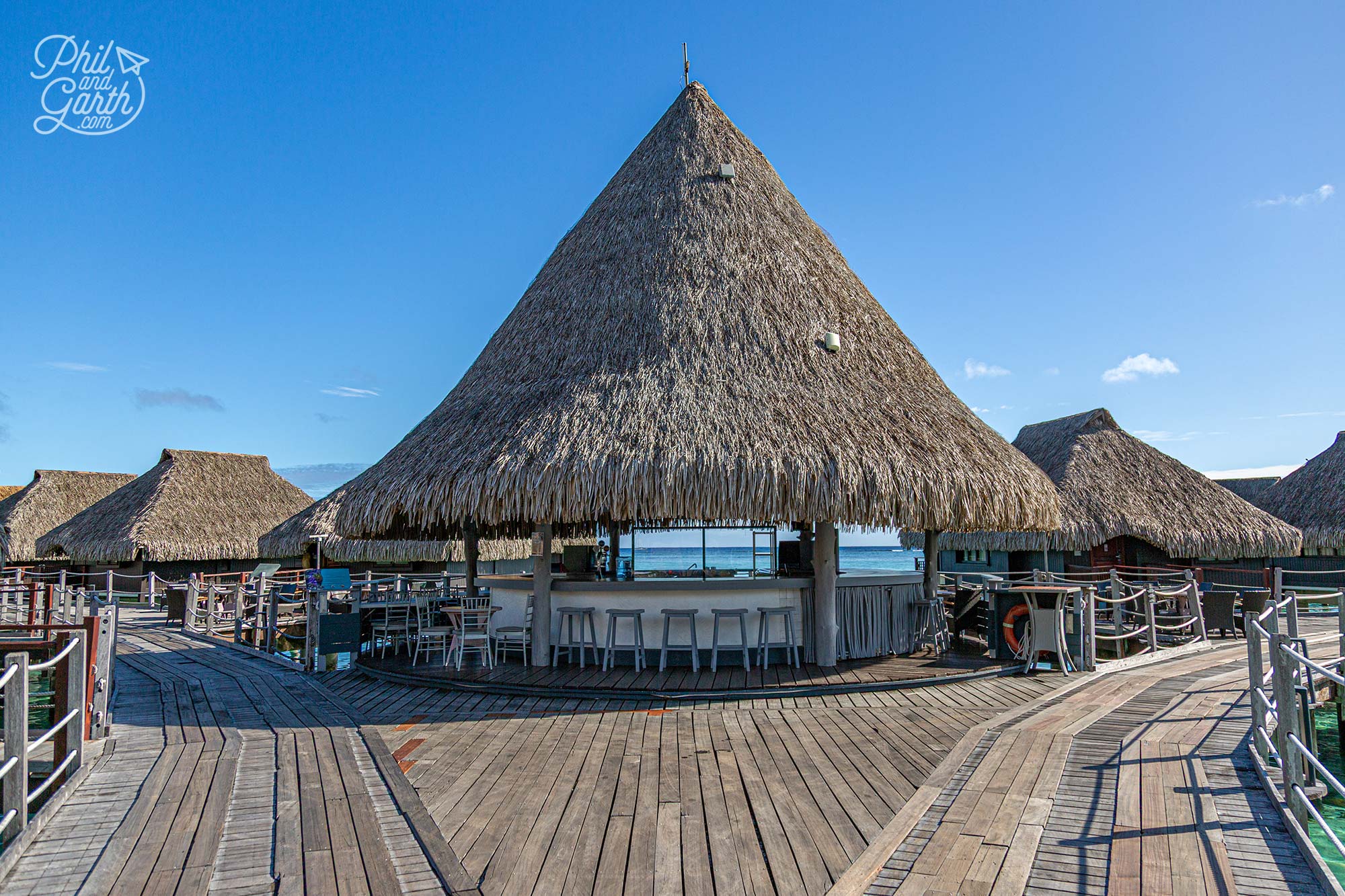 The Toatea Creperie & Bar is located on the pontoon next to the overwater bungalows