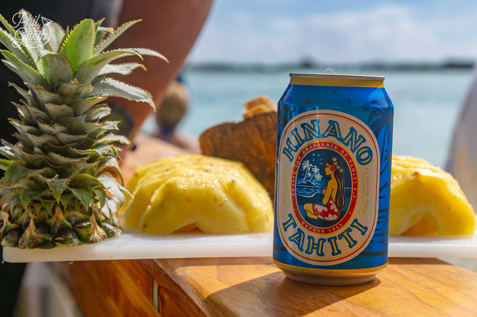Free beer, pineapple and coconut snacks onboard