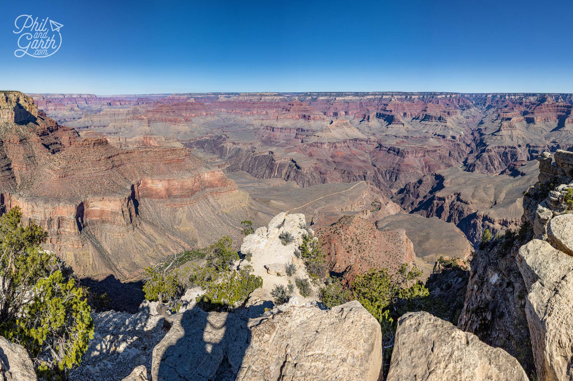 A stunning panoramic view of the Grand Canyon South Rim from Yaki Point